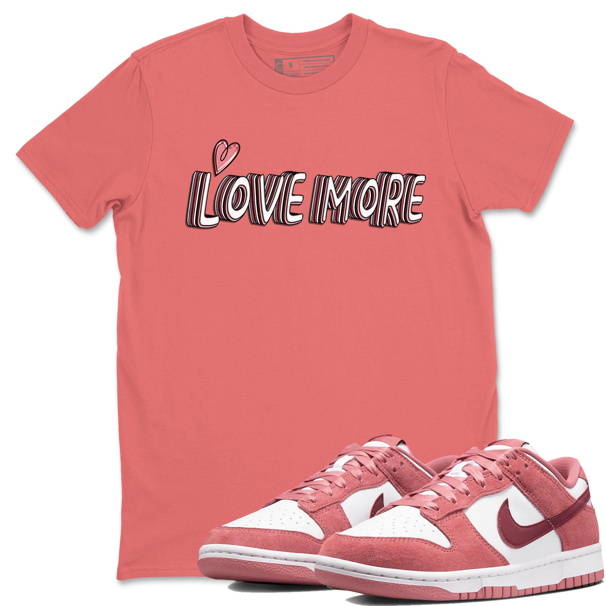 Dunk Valentine's Day shirt to match jordans Love More sneaker tees Dunks Valentine's Day Drip Gear Zone unisex cotton Coral 1 crew neck shirt