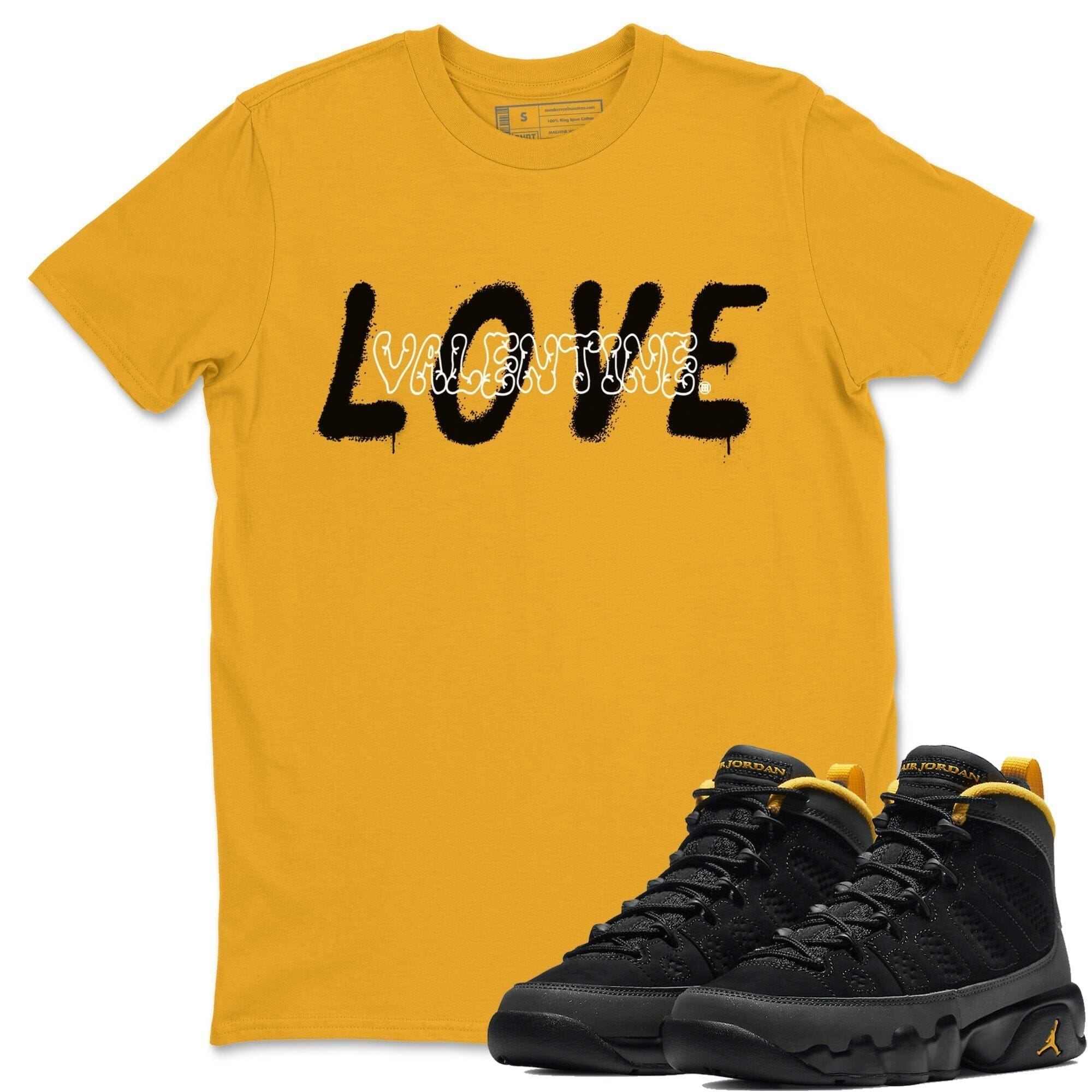 Jordan 9 University Gold Shirt To Match Jordans Love Valentine Sneaker Tees Jordan 9 University Gold Drip Gear Zone Sneaker Matching Clothing Unisex Shirts