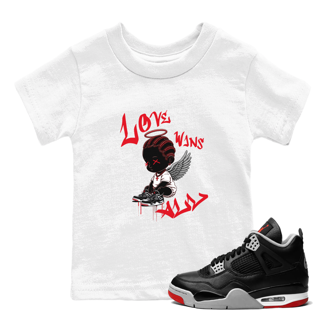 Air Jordan 4 Bred Reimagined shirt to match jordans Love Wins All sneaker tees 4s Bred Reimagined Drip Gear Zone baby toddler White 1 cotton Shirt