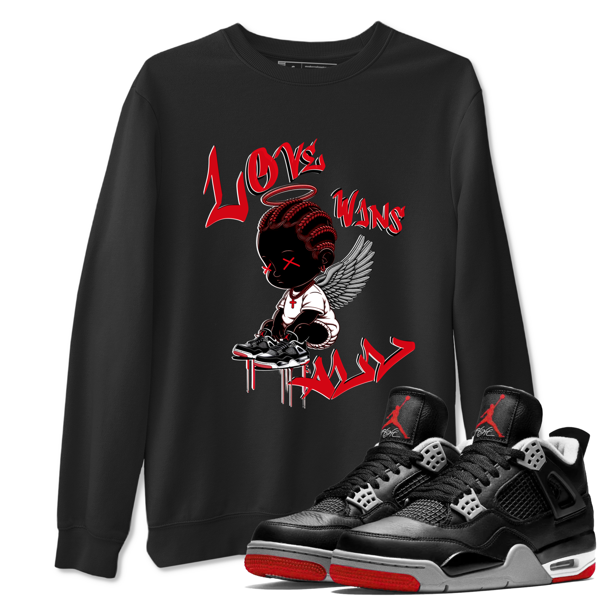 Air Jordan 4 Bred Reimagined shirt to match jordans Love Wins All sneaker tees 4s Bred Reimagined Drip Gear Zone unisex cotton Black 1 crew neck shirt