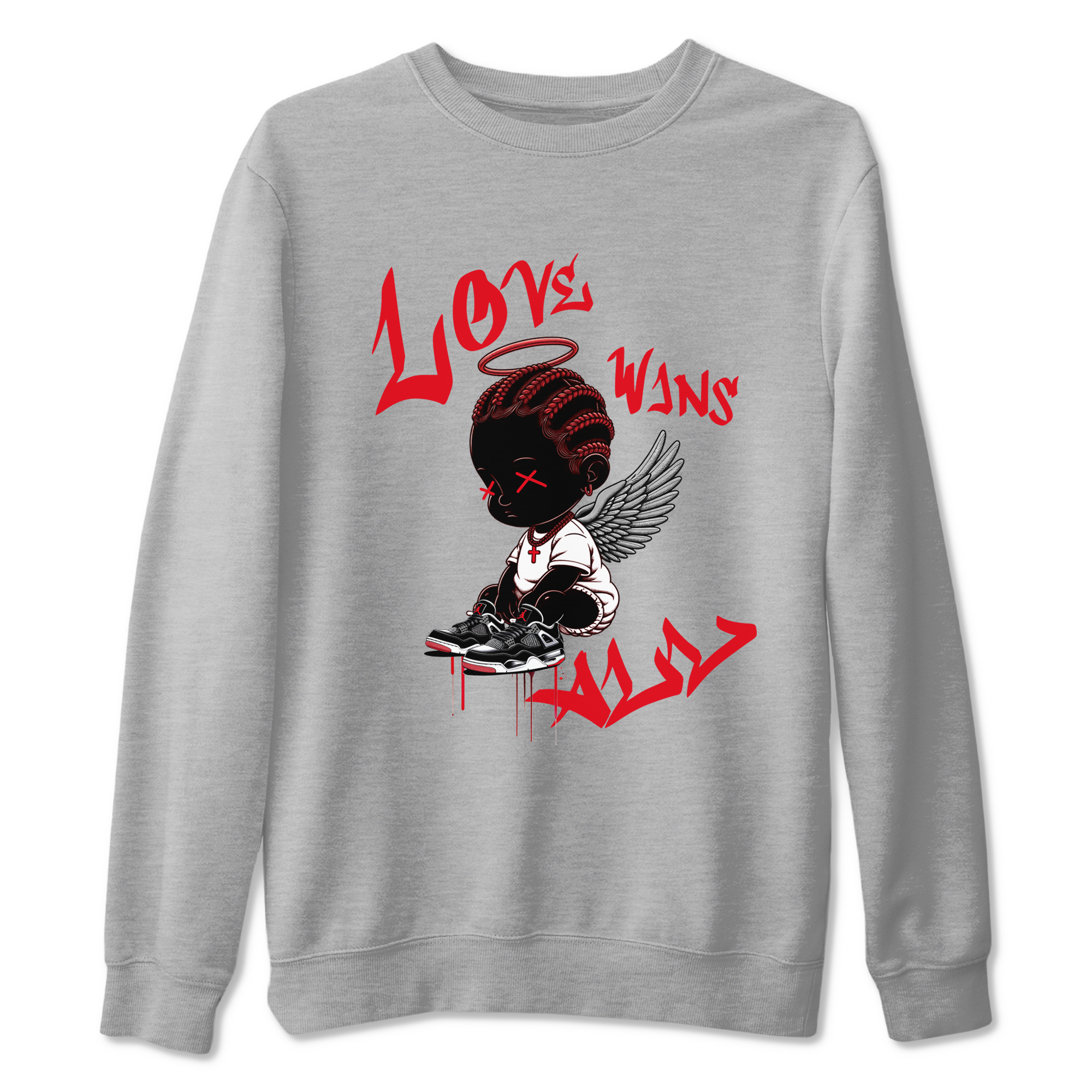 Air Jordan 4 Bred Reimagined shirt to match jordans Love Wins All sneaker tees 4s Bred Reimagined Drip Gear Zone unisex cotton Heather Grey 2 crew neck shirt