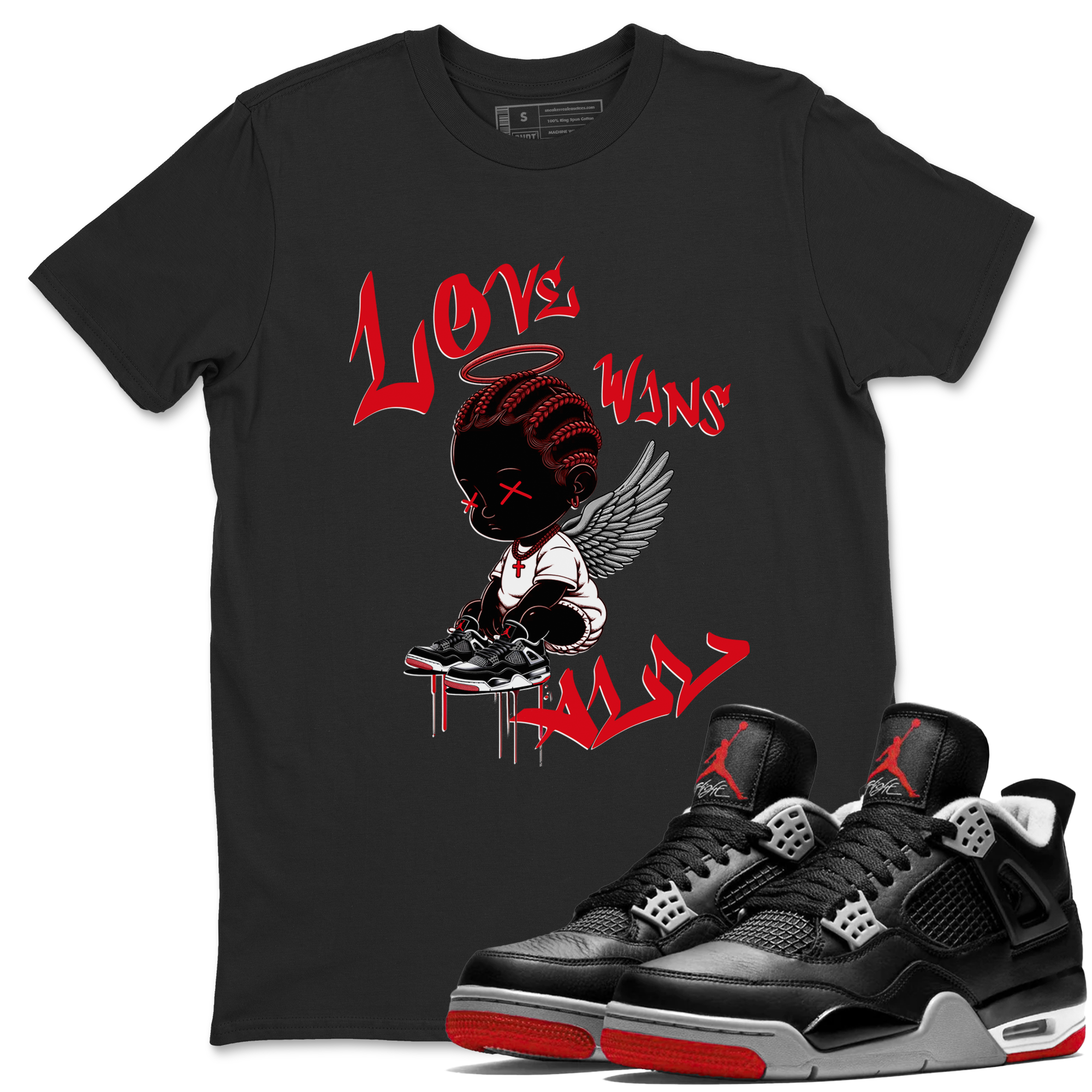 Air Jordan 4 Bred Reimagined shirt to match jordans Love Wins All sneaker tees 4s Bred Reimagined Drip Gear Zone unisex cotton Black 1 crew neck shirt
