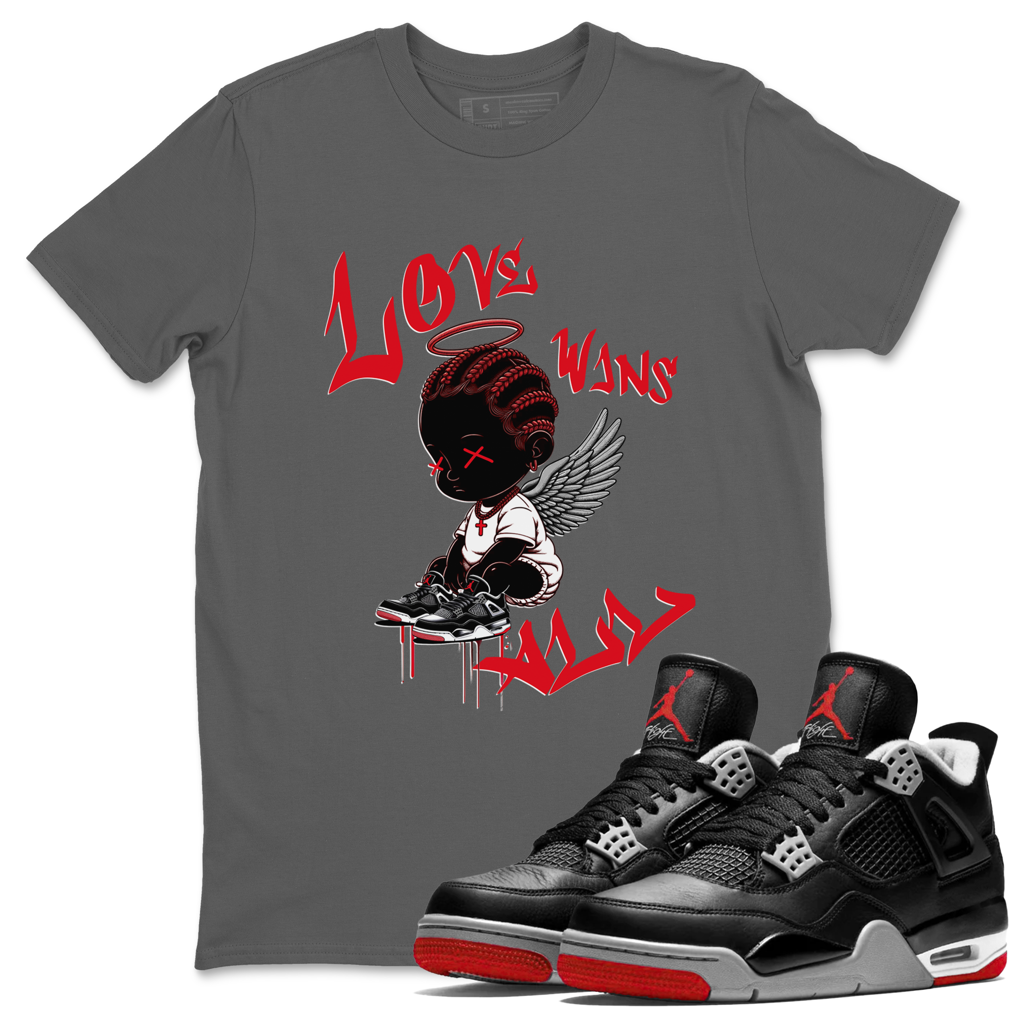 Air Jordan 4 Bred Reimagined shirt to match jordans Love Wins All sneaker tees 4s Bred Reimagined Drip Gear Zone unisex cotton Cool Grey 1 crew neck shirt