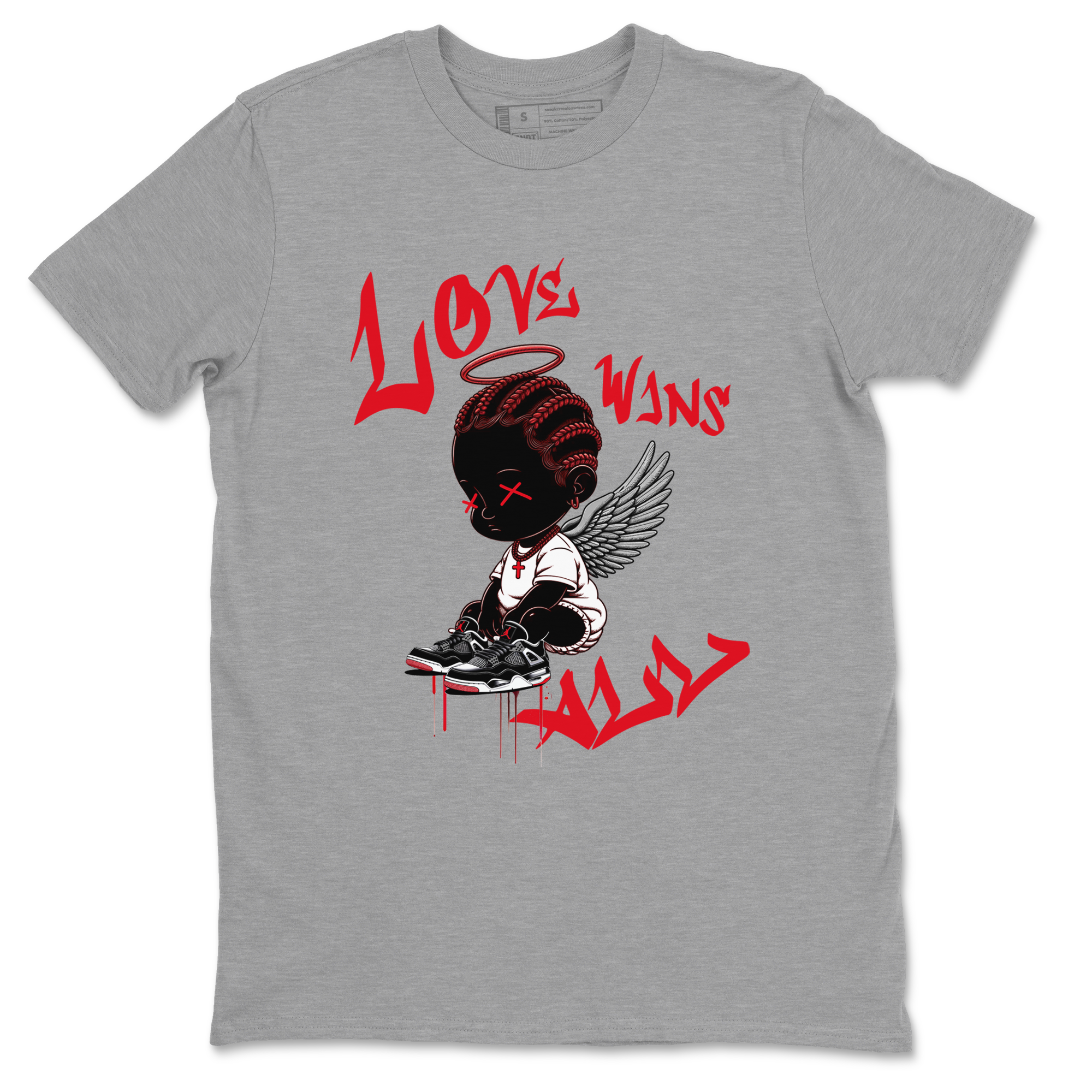 Air Jordan 4 Bred Reimagined shirt to match jordans Love Wins All sneaker tees 4s Bred Reimagined Drip Gear Zone unisex cotton Heather Grey 2 crew neck shirt