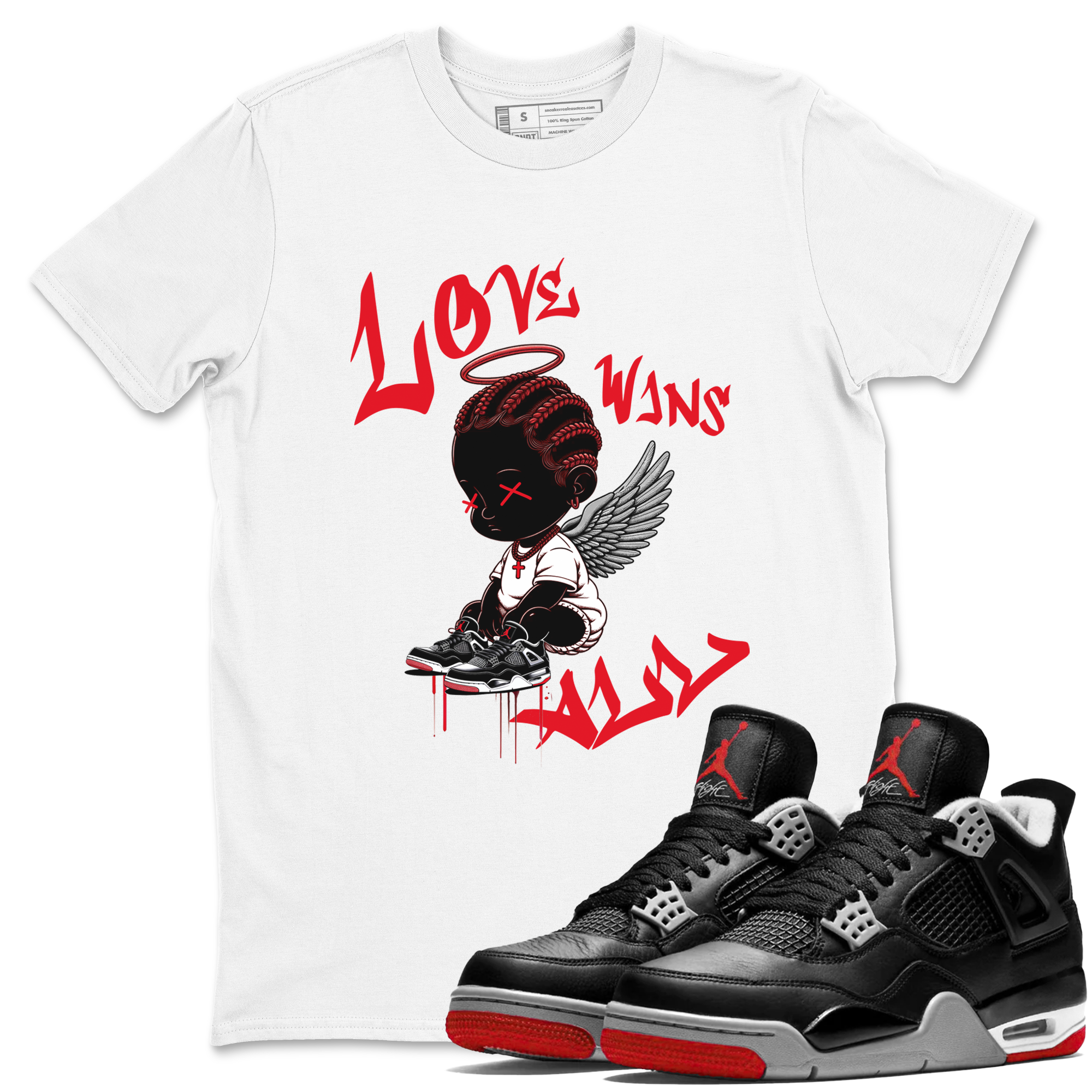 Air Jordan 4 Bred Reimagined shirt to match jordans Love Wins All sneaker tees 4s Bred Reimagined Drip Gear Zone unisex cotton White 1 crew neck shirt