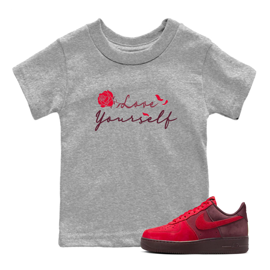 AF1 Layers Of Love shirt to match jordans Love Yourself sneaker tees Air Force1 Layers Of Love Drip Gear Zone baby toddler Heather Grey 1 cotton Shirt