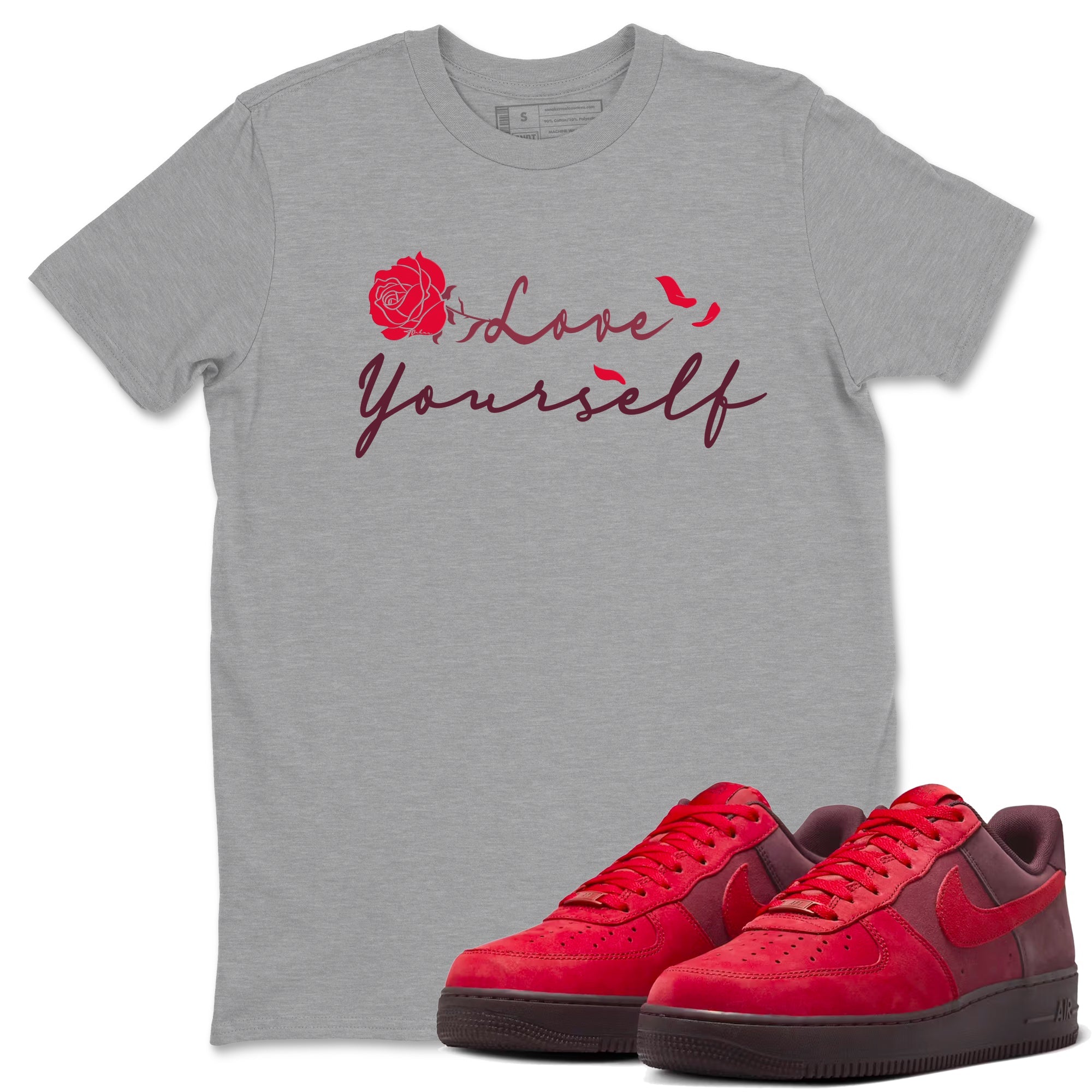 AF1 Layers Of Love shirt to match jordans Love Yourself sneaker tees Air Force1 Layers Of Love Drip Gear Zone unisex cotton Heather Grey 1 crew neck shirt