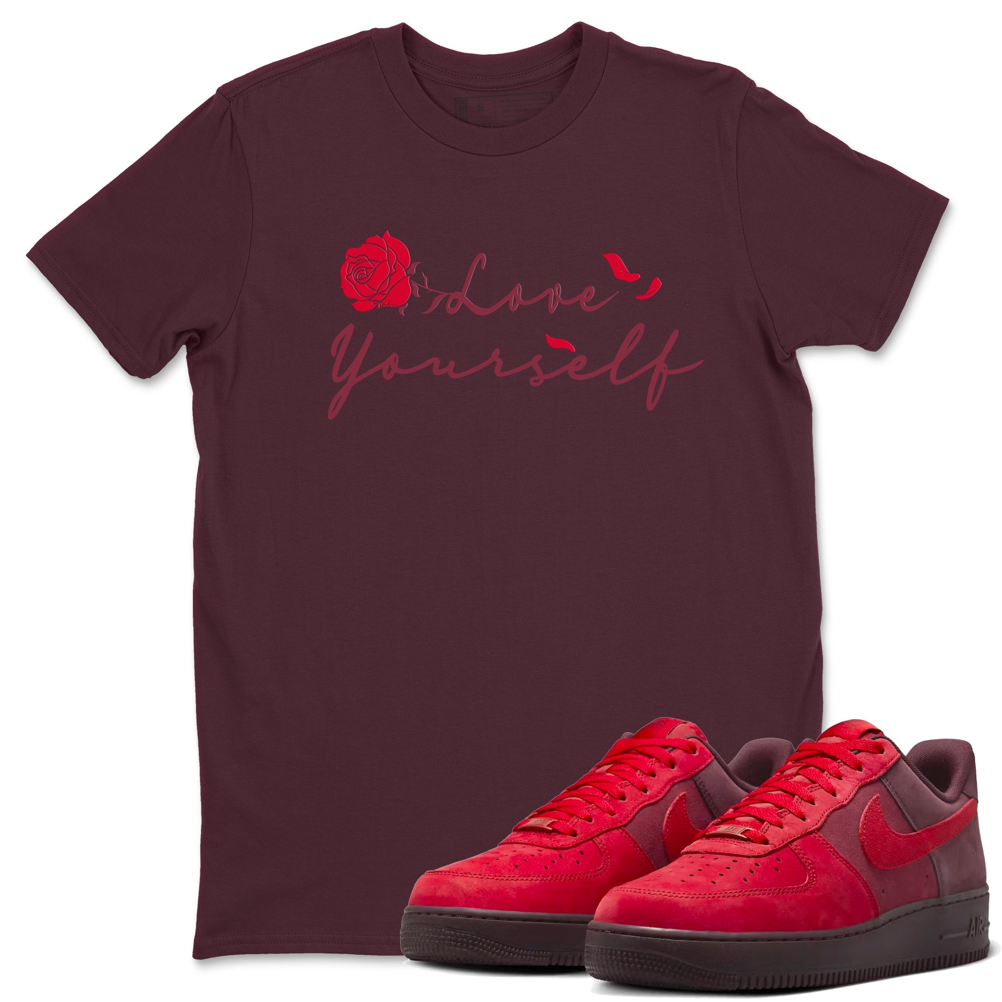 AF1 Layers Of Love shirt to match jordans Love Yourself sneaker tees Air Force1 Layers Of Love Drip Gear Zone unisex cotton Maroon 1 crew neck shirt