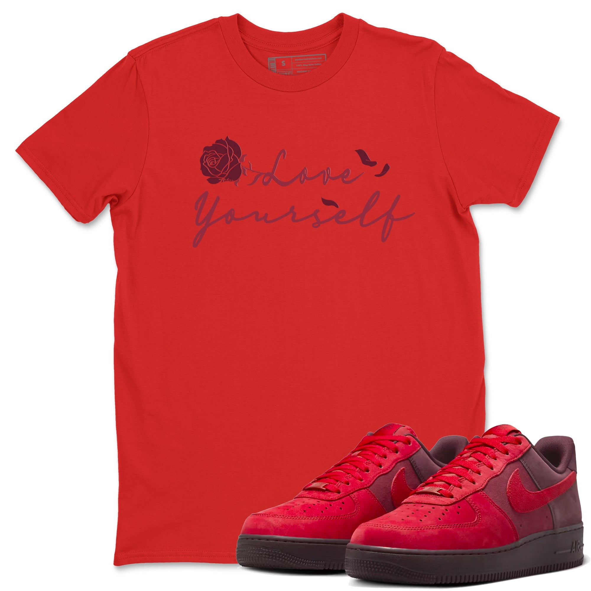 AF1 Layers Of Love shirt to match jordans Love Yourself sneaker tees Air Force1 Layers Of Love Drip Gear Zone unisex cotton Red 1 crew neck shirt