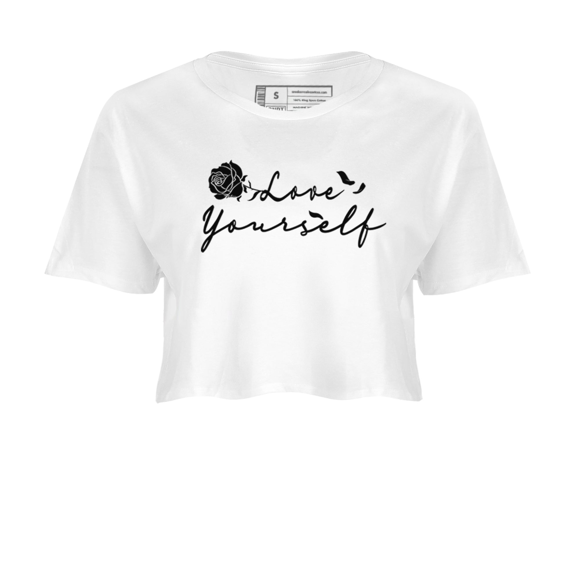 1s Black White shirt to match jordans Love Yourself sneaker tees Air Jordan 1 High OG Black White Drip Gear Zone White 2 crop length shirt