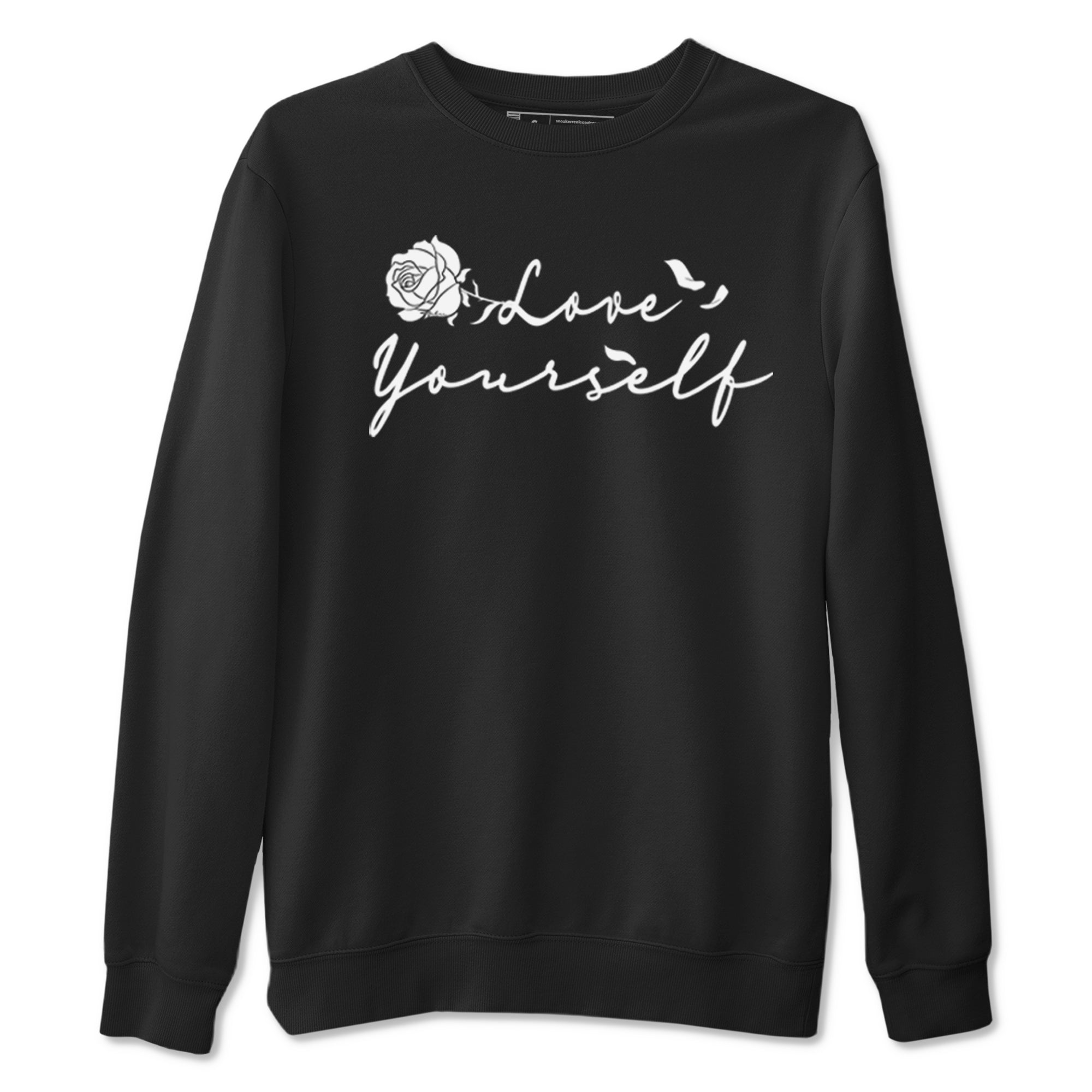 1s Black White shirt to match jordans Love Yourself sneaker tees Air Jordan 1 High OG Black White Drip Gear Zone unisex cotton Black 2 crew neck shirt