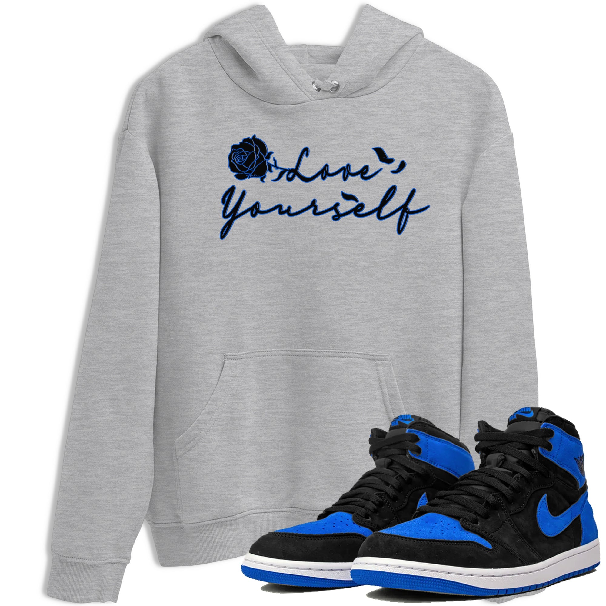Air Jordan 1 Royal Reimagined shirt to match jordans Love Yourself sneaker tees Air Jordan 1 High OG Royal Reimagined Drip Gear Zone Sneaker Matching Shirt Unisex Heather Grey 1 T-Shirt