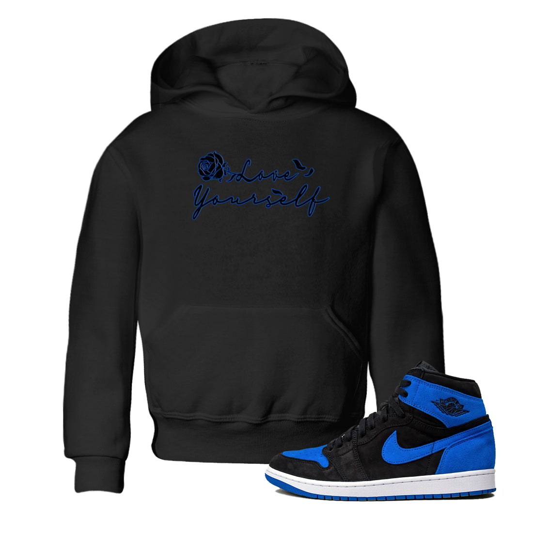 Air Jordan 1 Royal Reimagined shirt to match jordans Love Yourself sneaker tees Air Jordan 1 High OG Royal Reimagined Drip Gear Zone Sneaker Matching Shirt Baby Toddler Black 1 T-Shirt