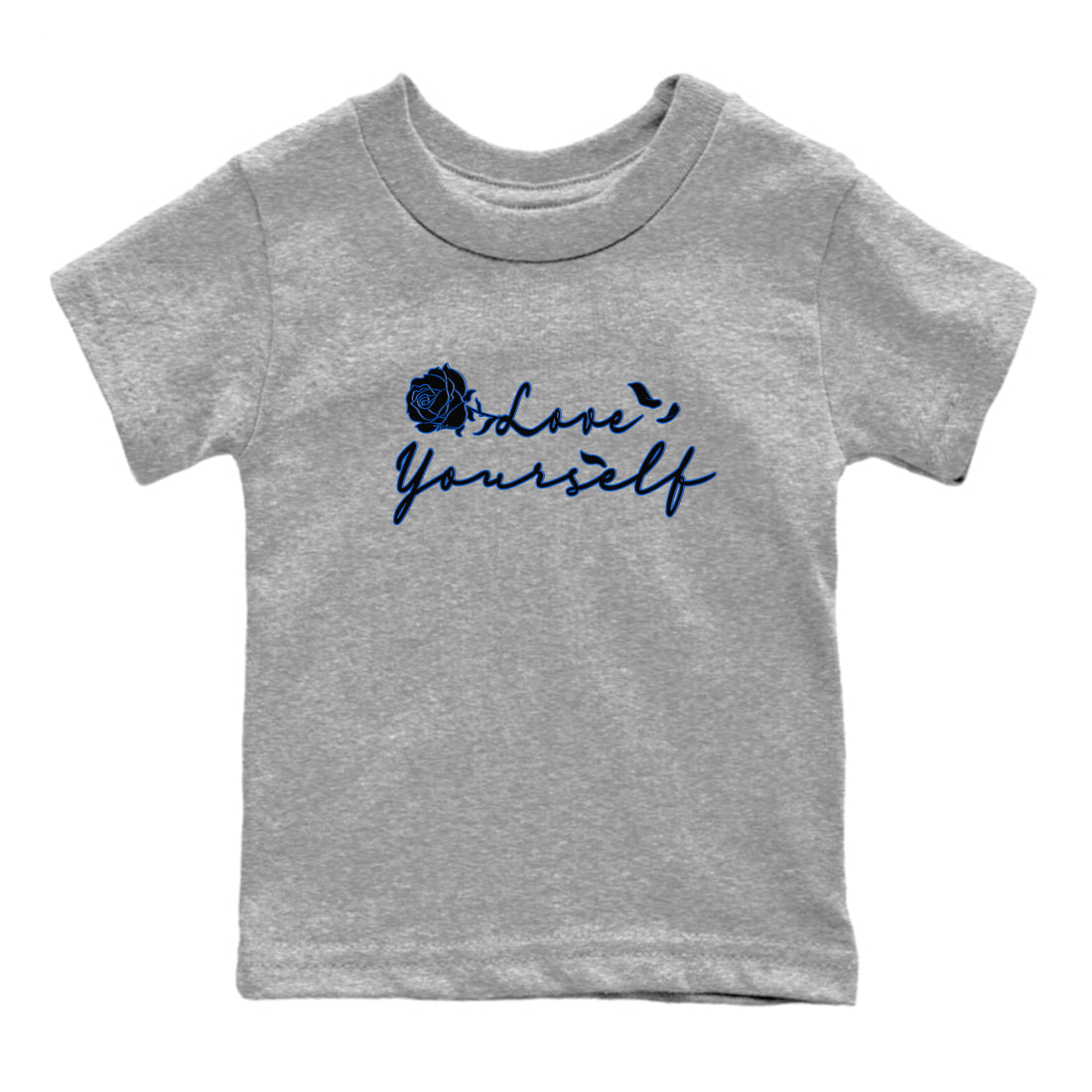 Air Jordan 1 Royal Reimagined shirt to match jordans Love Yourself sneaker tees Air Jordan 1 High OG Royal Reimagined Drip Gear Zone Sneaker Matching Shirt Baby Toddler Heather Grey 2 T-Shirt