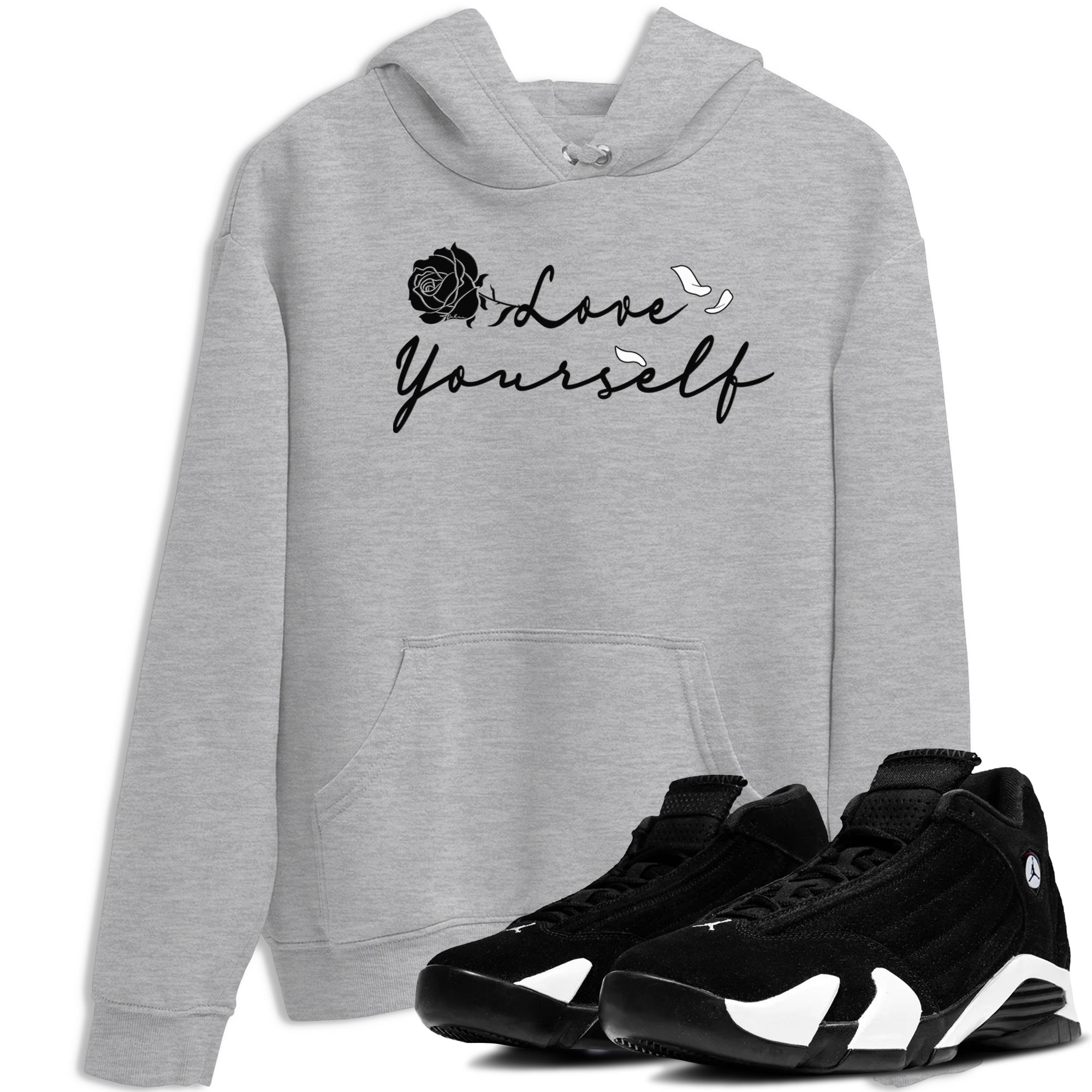 14s Panda shirt to match jordans Love Yourself sneaker tees Air Jordan 14 Panda Drip Gear Zone unisex cotton Heather Grey 1 crew neck shirt