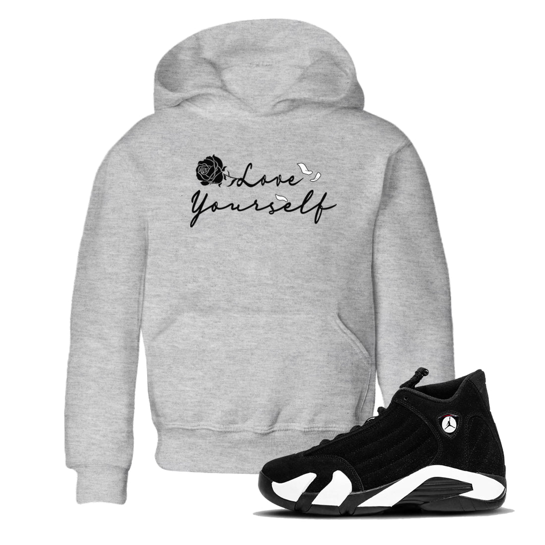 14s Panda shirt to match jordans Love Yourself sneaker tees Air Jordan 14 Panda Drip Gear Zone baby toddler Heather Grey 1 cotton Shirt