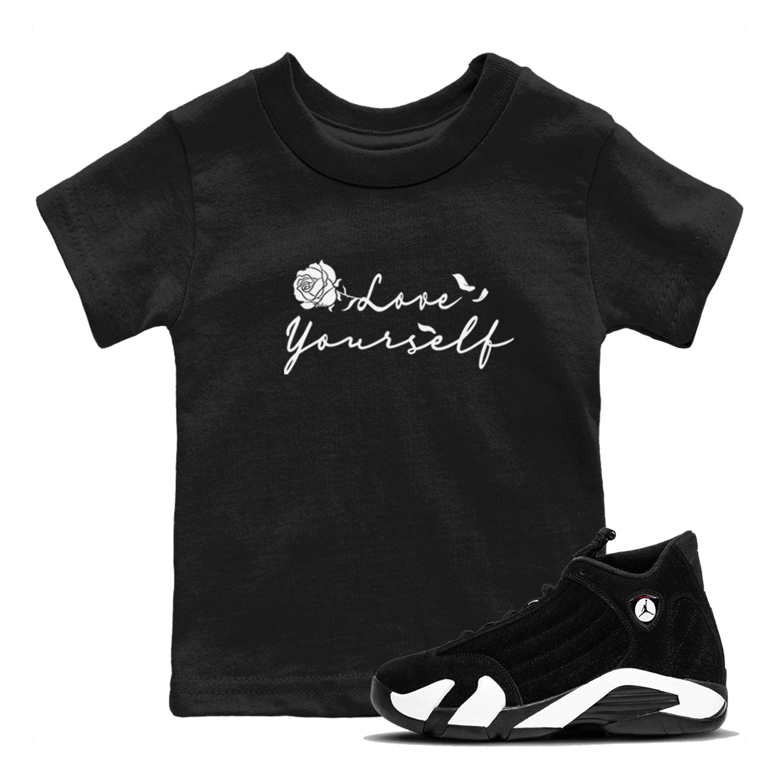 14s Panda shirt to match jordans Love Yourself sneaker tees Air Jordan 14 Panda Drip Gear Zone baby toddler Black 1 cotton Shirt