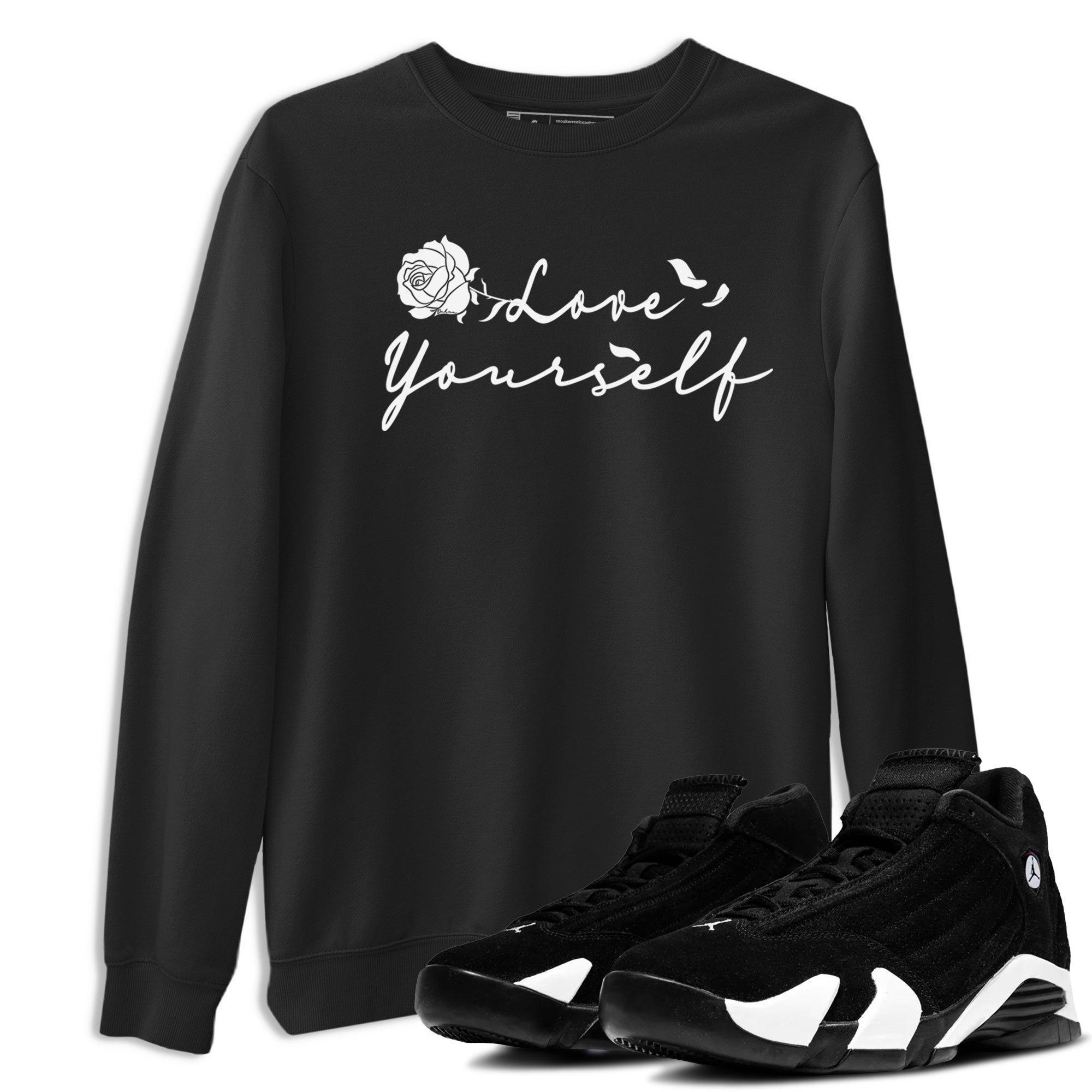 14s Panda shirt to match jordans Love Yourself sneaker tees Air Jordan 14 Panda Drip Gear Zone unisex cotton Black 1 crew neck shirt