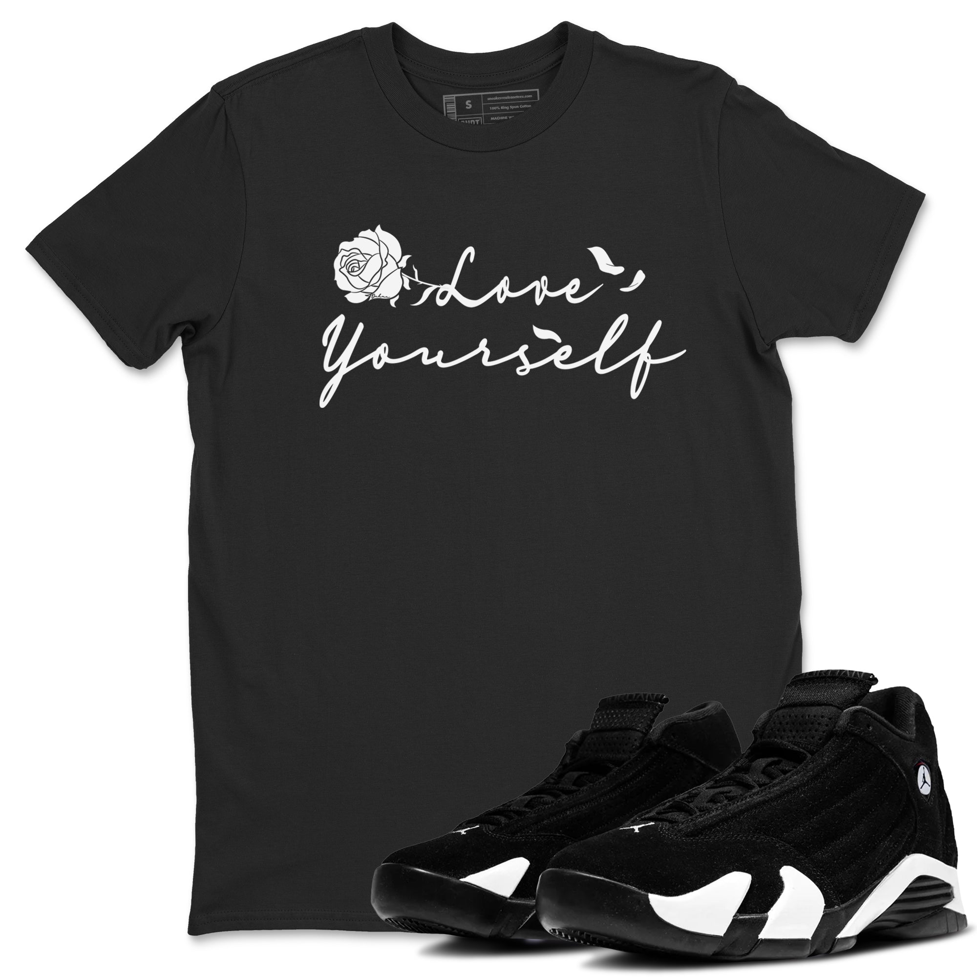 14s Panda shirt to match jordans Love Yourself sneaker tees Air Jordan 14 Panda Drip Gear Zone unisex cotton Black 1 crew neck shirt
