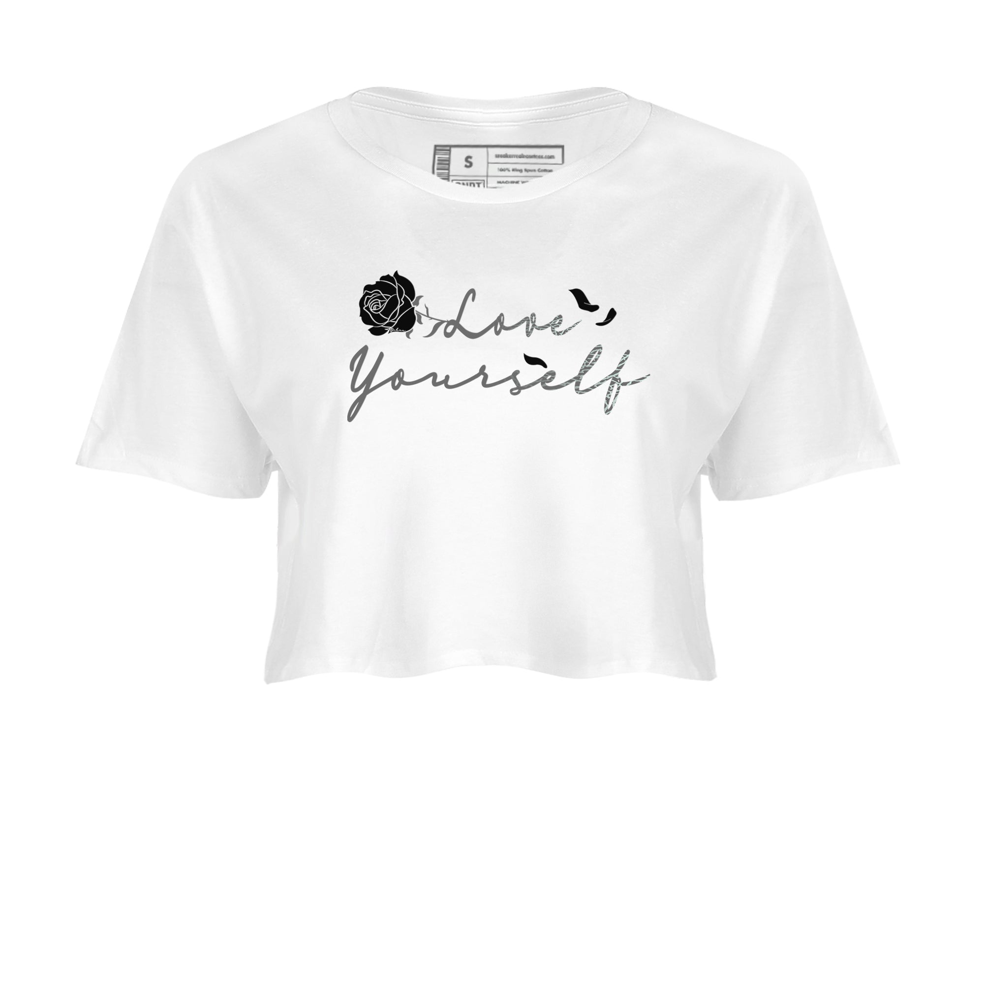 3s Green Glow shirt to match jordans Love Yourself sneaker tees Air Jordan 3 Green Glow Drip Gear Zone White 2 crop length shirt