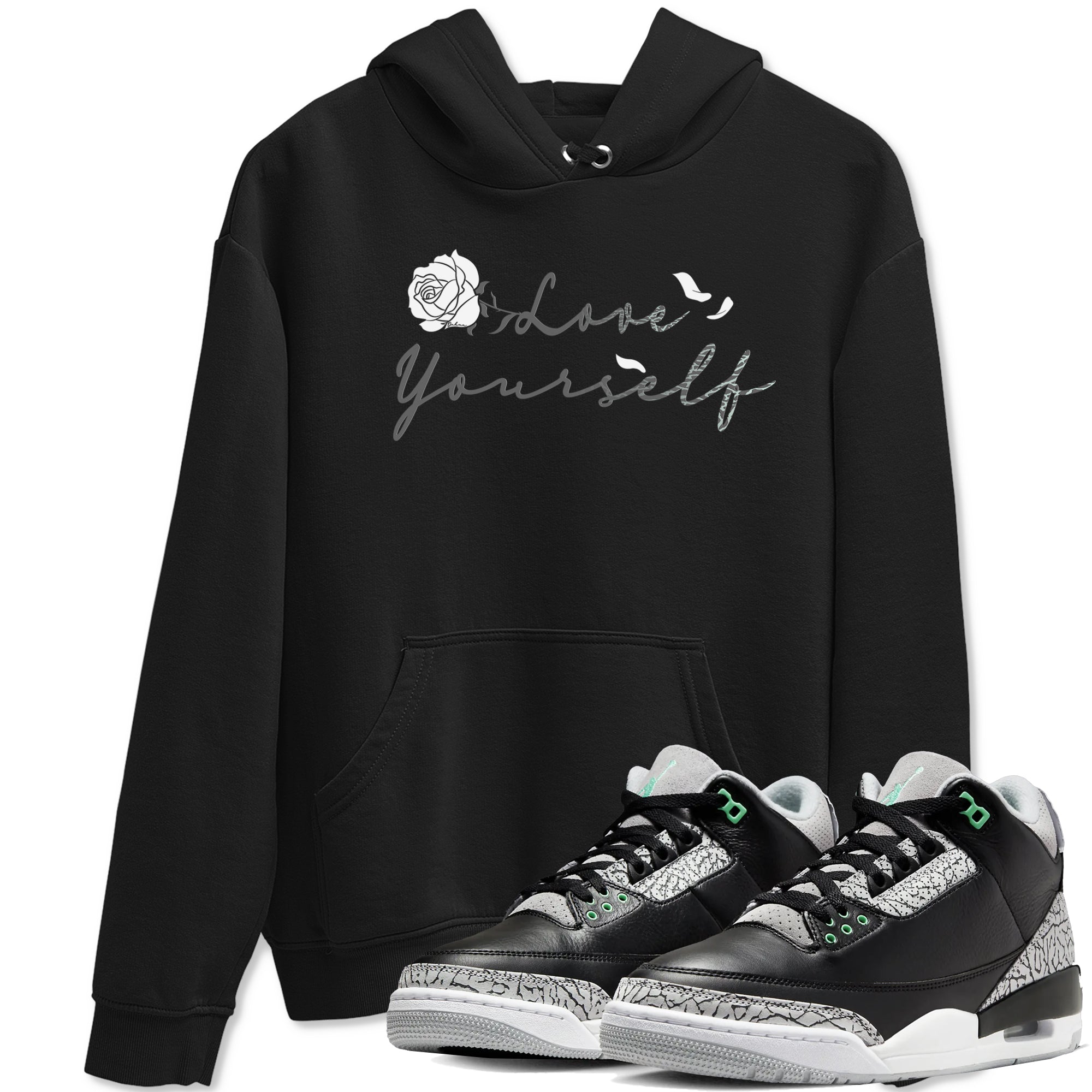 3s Green Glow shirt to match jordans Love Yourself sneaker tees Air Jordan 3 Green Glow Drip Gear Zone unisex cotton Black 1 crew neck shirt