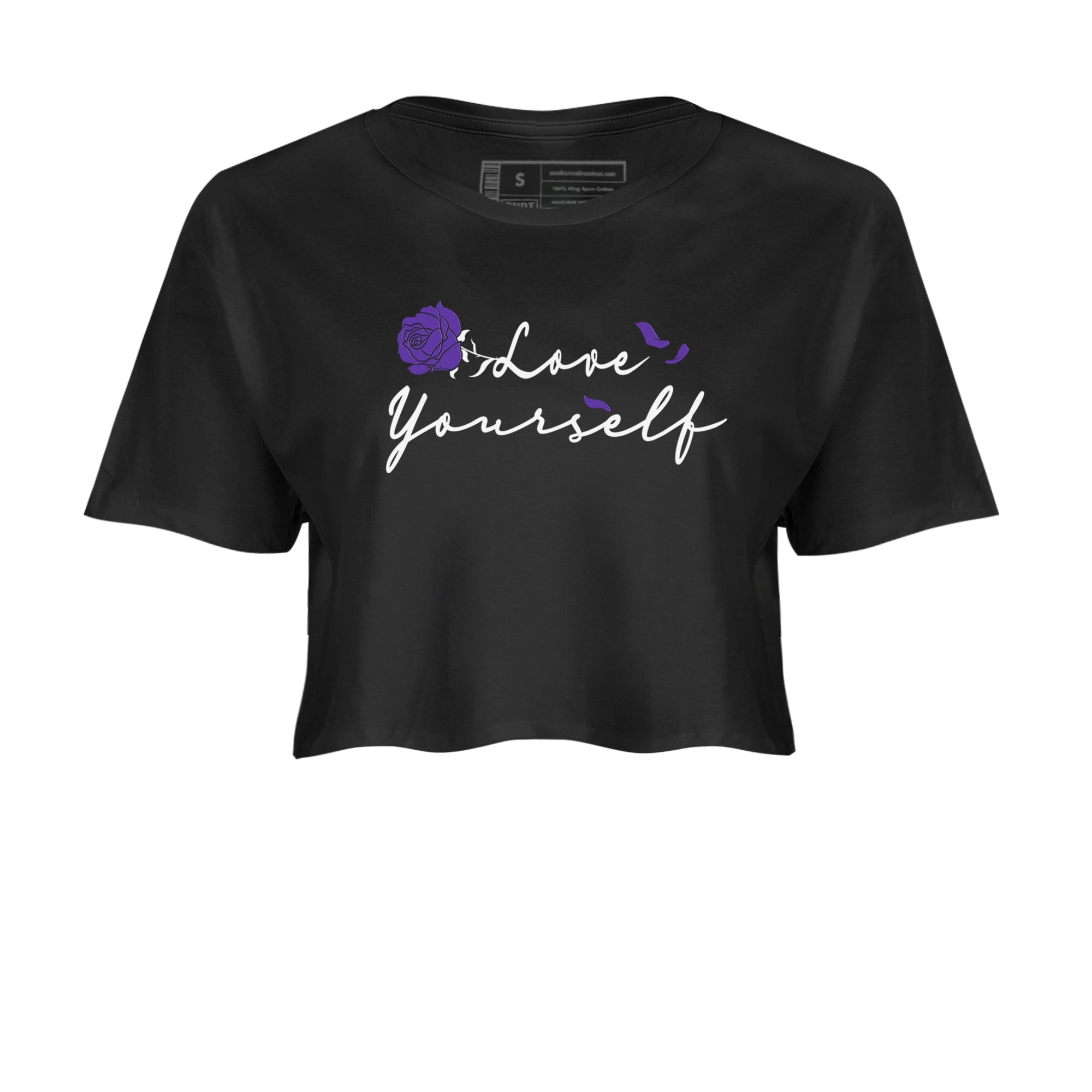 Love Yourself sneaker match tees to Court Purple Dunks street fashion brand for shirts to match Jordans Drip Gear Zone Dunks Low Court Purple unisex t-shirt Black 2 crop shirt
