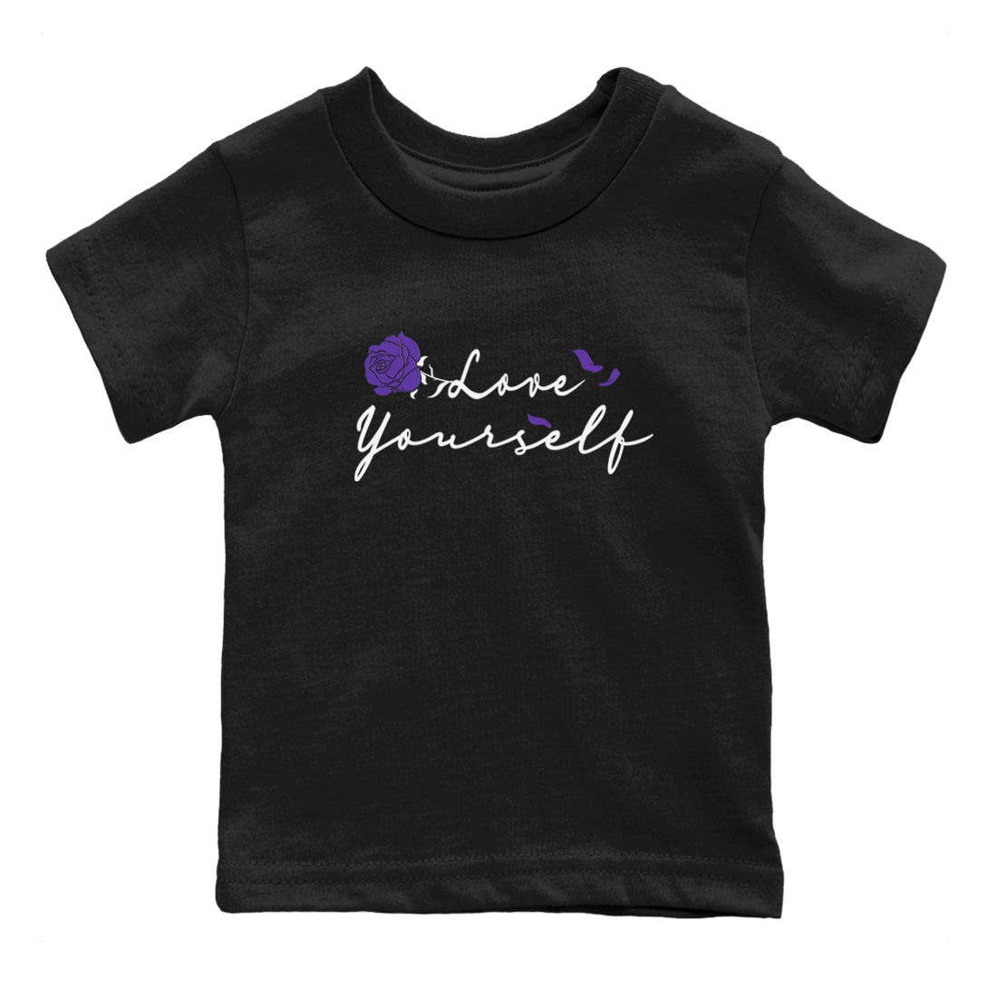 Love Yourself sneaker match tees to Court Purple Dunks street fashion brand for shirts to match Jordans Drip Gear Zone Dunks Low Court Purple unisex t-shirt Black 2 youth shirt