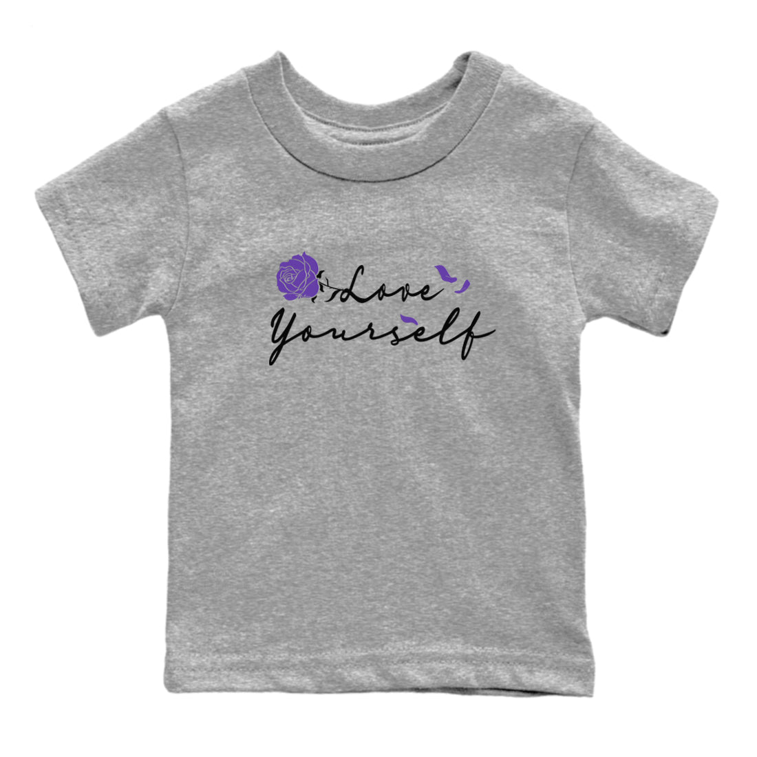 Love Yourself sneaker match tees to Court Purple Dunks street fashion brand for shirts to match Jordans Drip Gear Zone Dunks Low Court Purple unisex t-shirt Heather Grey 2 youth shirt