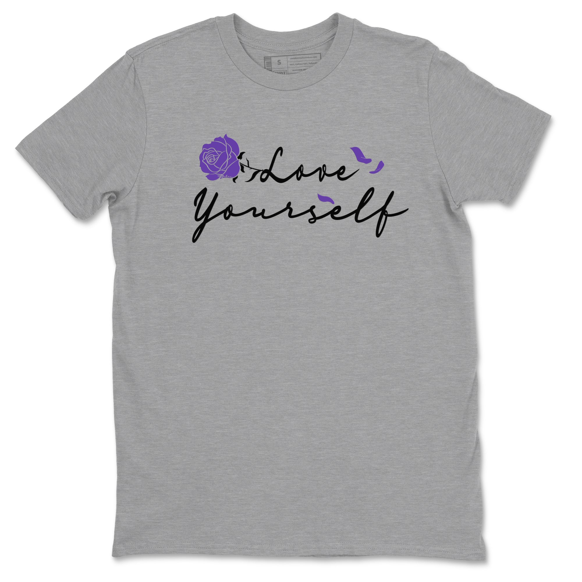 Love Yourself sneaker match tees to Court Purple Dunks street fashion brand for shirts to match Jordans Drip Gear Zone Dunks Low Court Purple unisex t-shirt Heather Grey 2 unisex shirt