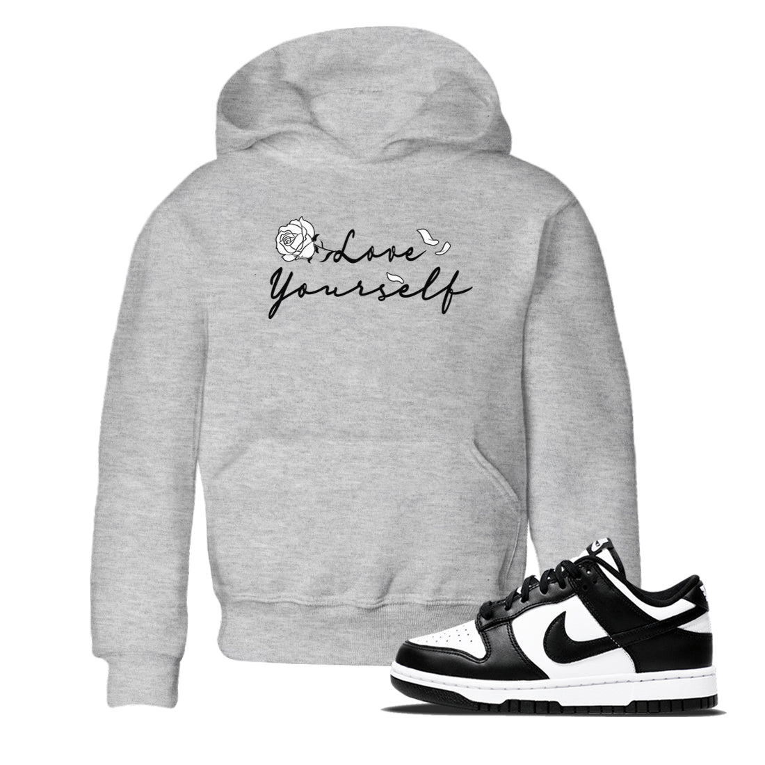 Dunk Low Panda shirt to match jordans Love Yourself sneaker tees Dunk Low Black White Drip Gear Zone baby toddler Heather Grey 1 cotton Shirt