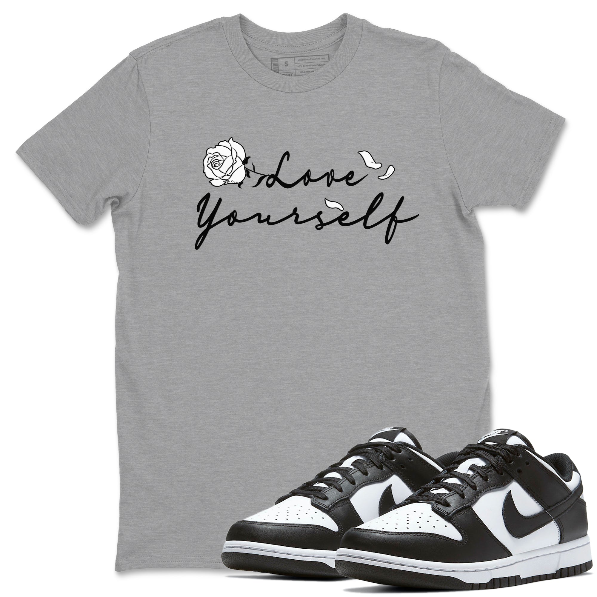 Dunk Low Panda shirt to match jordans Love Yourself sneaker tees Dunk Low Black White Drip Gear Zone unisex cotton Heather Grey 1 crew neck shirt