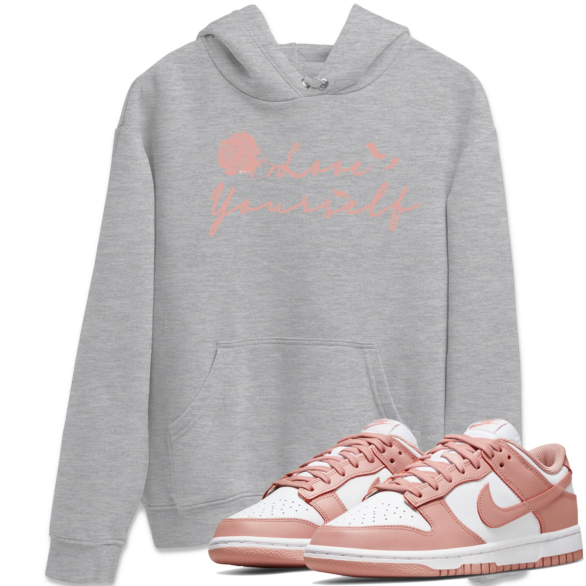 Dunk Low WMNS Rose Whisper shirt to match jordans Love Yourself Streetwear Sneaker Shirt Dunk Low WMNS Rose Whisper Drip Gear Zone Sneaker Matching Clothing Unisex Heather Grey 1 T-Shirt