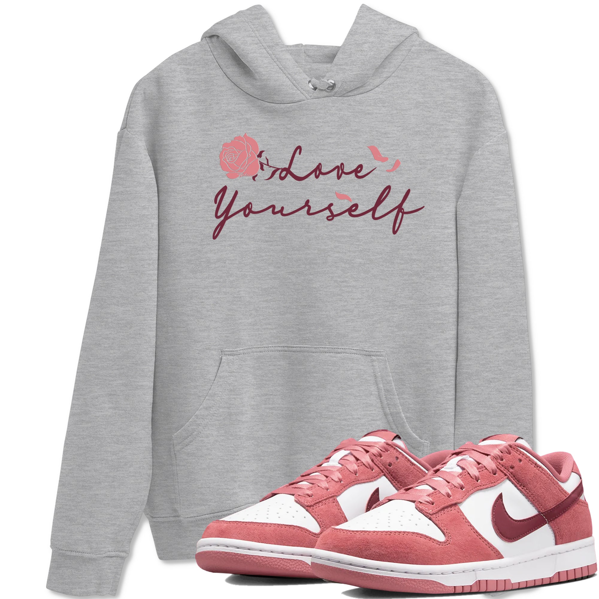 Dunk Valentine's Day shirt to match jordans Love Yourself sneaker tees Special Valentine Shirt Dunk Valentine's Day Drip Gear Zone unisex cotton Heather Grey 1 crew neck shirt
