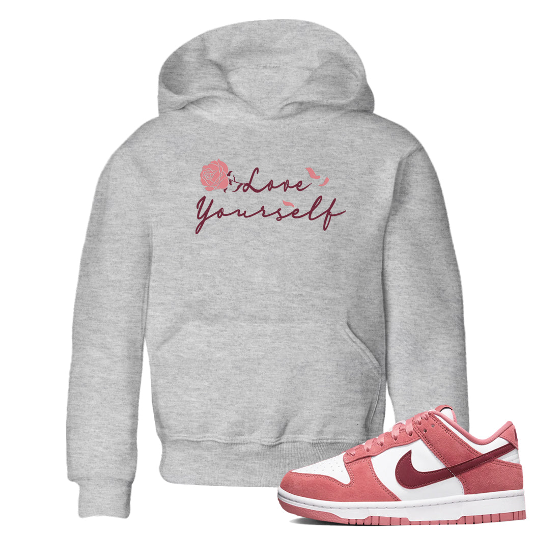 Dunk Valentine's Day shirt to match jordans Love Yourself sneaker tees Special Valentine Shirt Dunk Valentine's Day Drip Gear Zone baby toddler Heather Grey 1 cotton Shirt