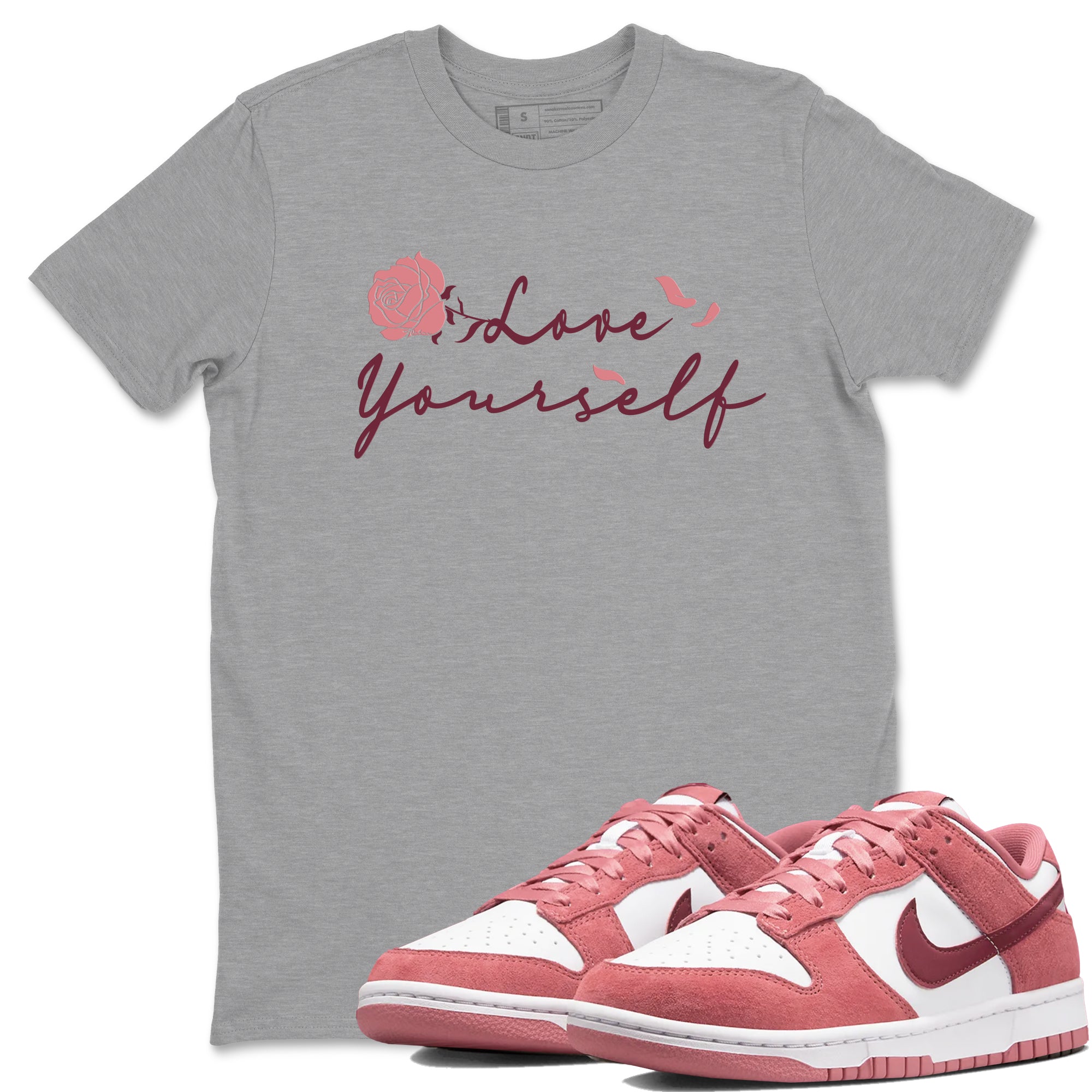 Dunk Valentine's Day shirt to match jordans Love Yourself sneaker tees Special Valentine Shirt Dunk Valentine's Day Drip Gear Zone unisex cotton Heather Grey 1 crew neck shirt