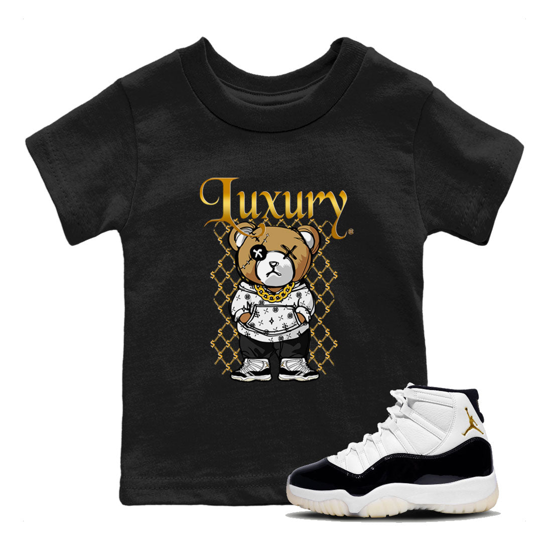 Air Jordan 11 Gratitude shirt to match jordans Luxury Bear sneaker tees Jordan 11 Retro Gratitude Drip Gear Zone Sneaker Matching Cotton Shirt baby toddler Black 1 cotton Shirt