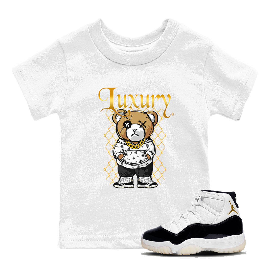 Air Jordan 11 Gratitude shirt to match jordans Luxury Bear sneaker tees Jordan 11 Retro Gratitude Drip Gear Zone Sneaker Matching Cotton Shirt baby toddler White 1 cotton Shirt