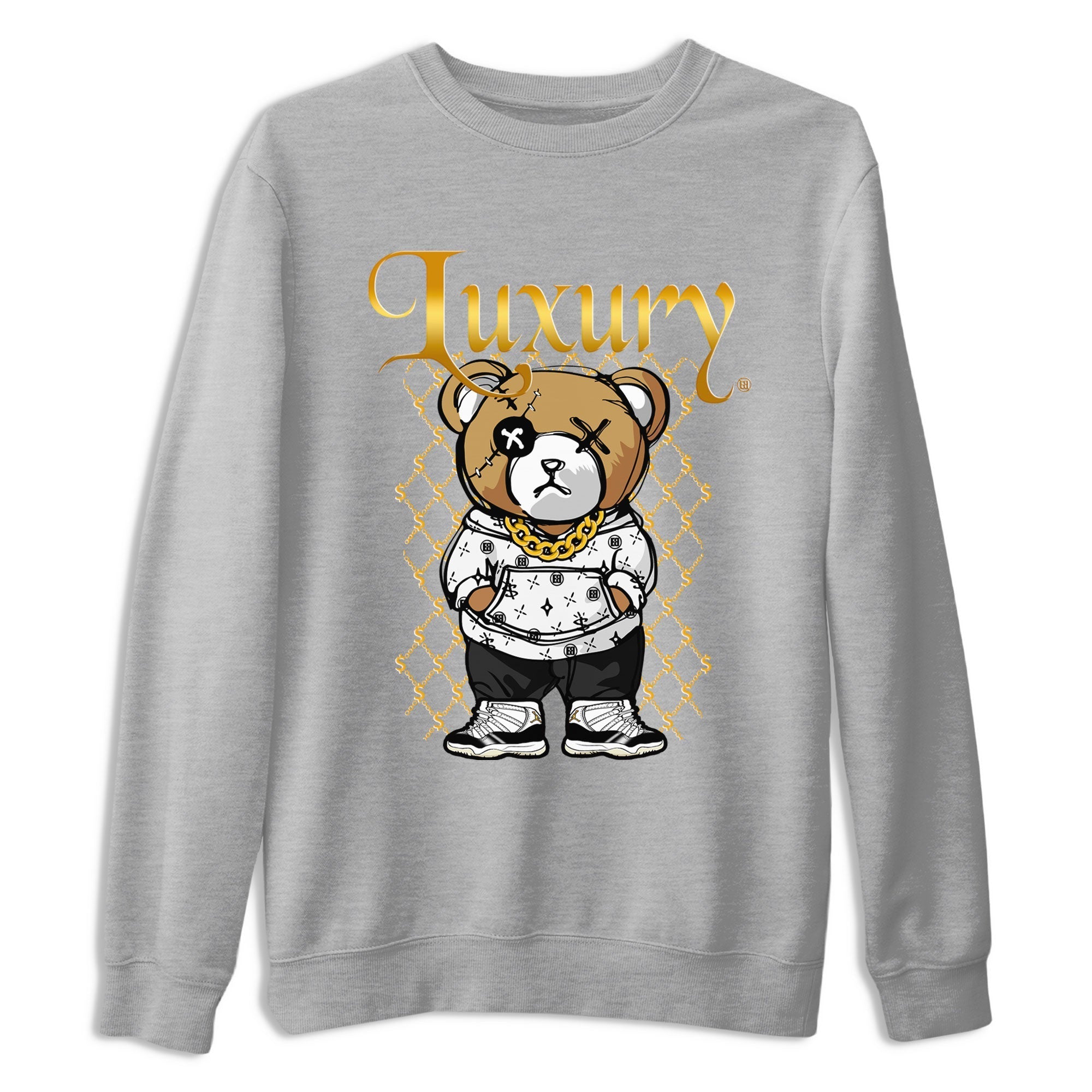 Air Jordan 11 Gratitude shirt to match jordans Luxury Bear sneaker tees Jordan 11 Retro Gratitude Drip Gear Zone Sneaker Matching Cotton Shirt unisex crew neck cotton Heather Grey 2 crew neck shirt