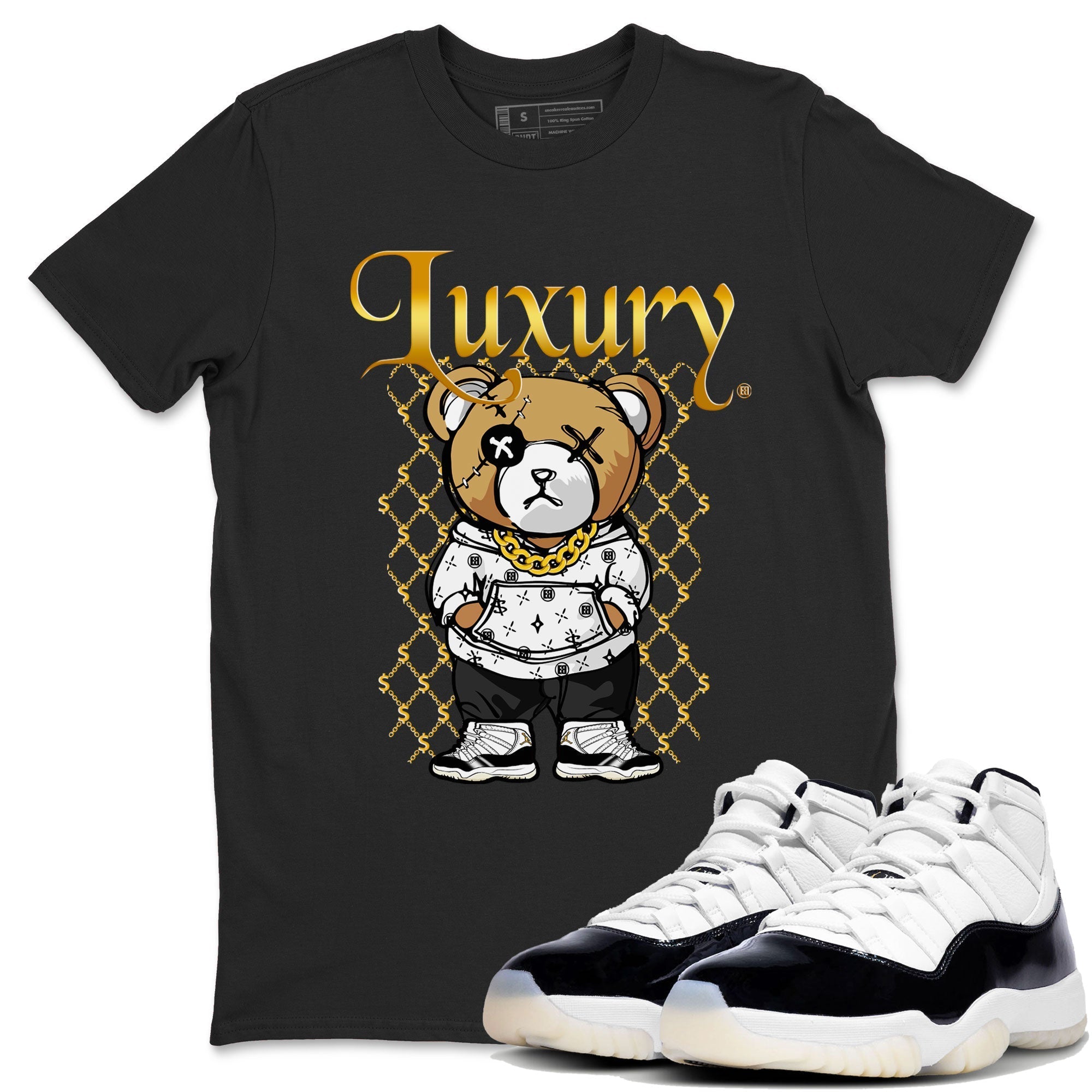 Air Jordan 11 Gratitude shirt to match jordans Luxury Bear sneaker tees Jordan 11 Retro Gratitude Drip Gear Zone Sneaker Matching Cotton Shirt unisex crew neck cotton Black 1 crew neck shirt