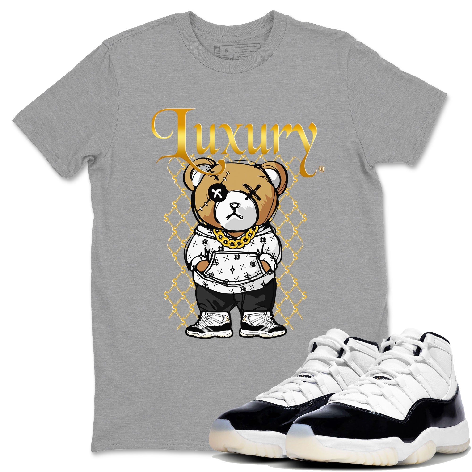 Air Jordan 11 Gratitude shirt to match jordans Luxury Bear sneaker tees Jordan 11 Retro Gratitude Drip Gear Zone Sneaker Matching Cotton Shirt unisex crew neck cotton Heather Grey 1 crew neck shirt