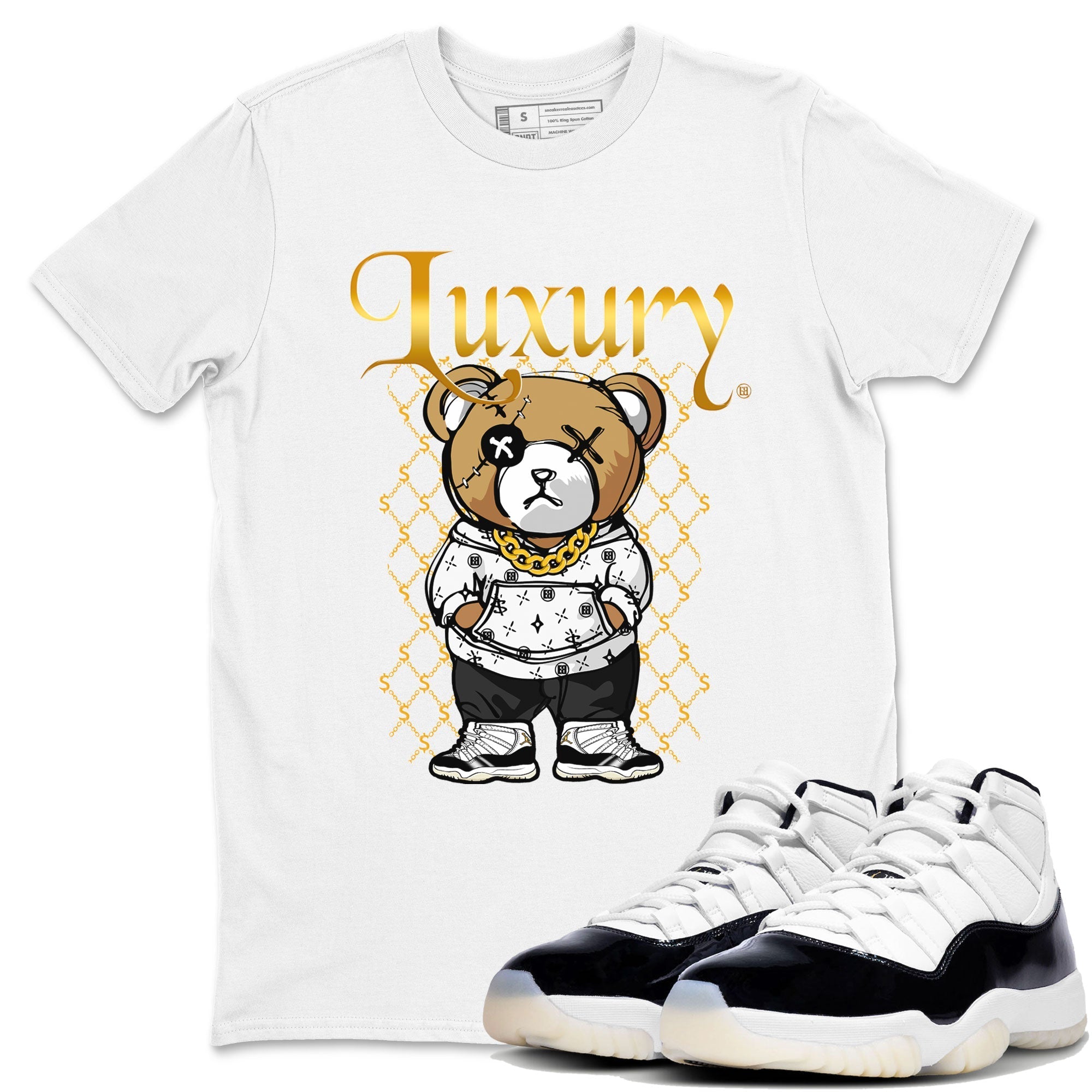 Air Jordan 11 Gratitude shirt to match jordans Luxury Bear sneaker tees Jordan 11 Retro Gratitude Drip Gear Zone Sneaker Matching Cotton Shirt unisex crew neck cotton White 1 crew neck shirt