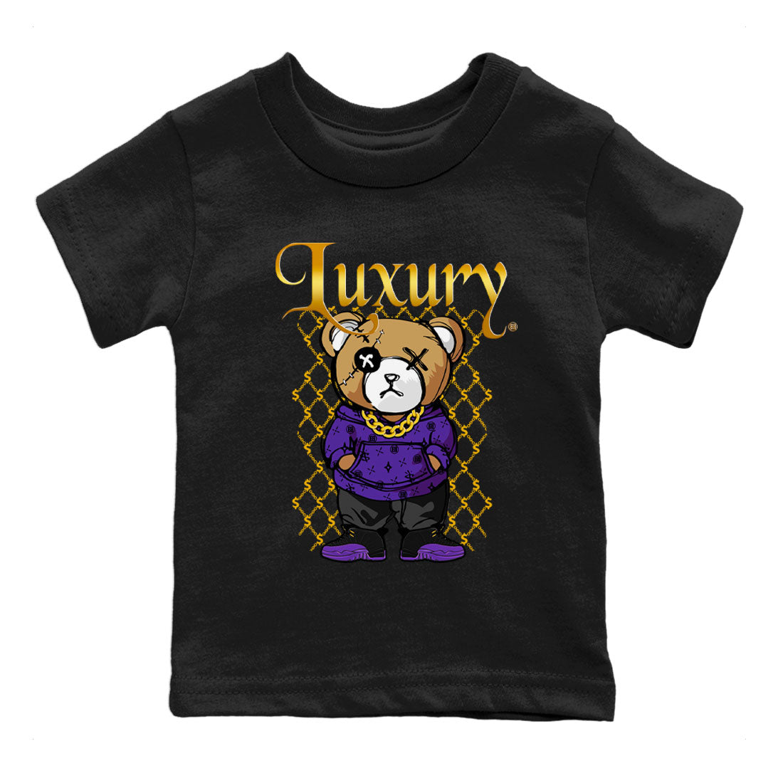 Air Jordan 12 Retro Field Purple shirt to match jordans Luxury Bear Streetwear Sneaker Shirt Air Jordan 12 Retro Field Purple Drip Gear Zone Sneaker Matching Clothing Baby Toddler Black 2 T-Shirt