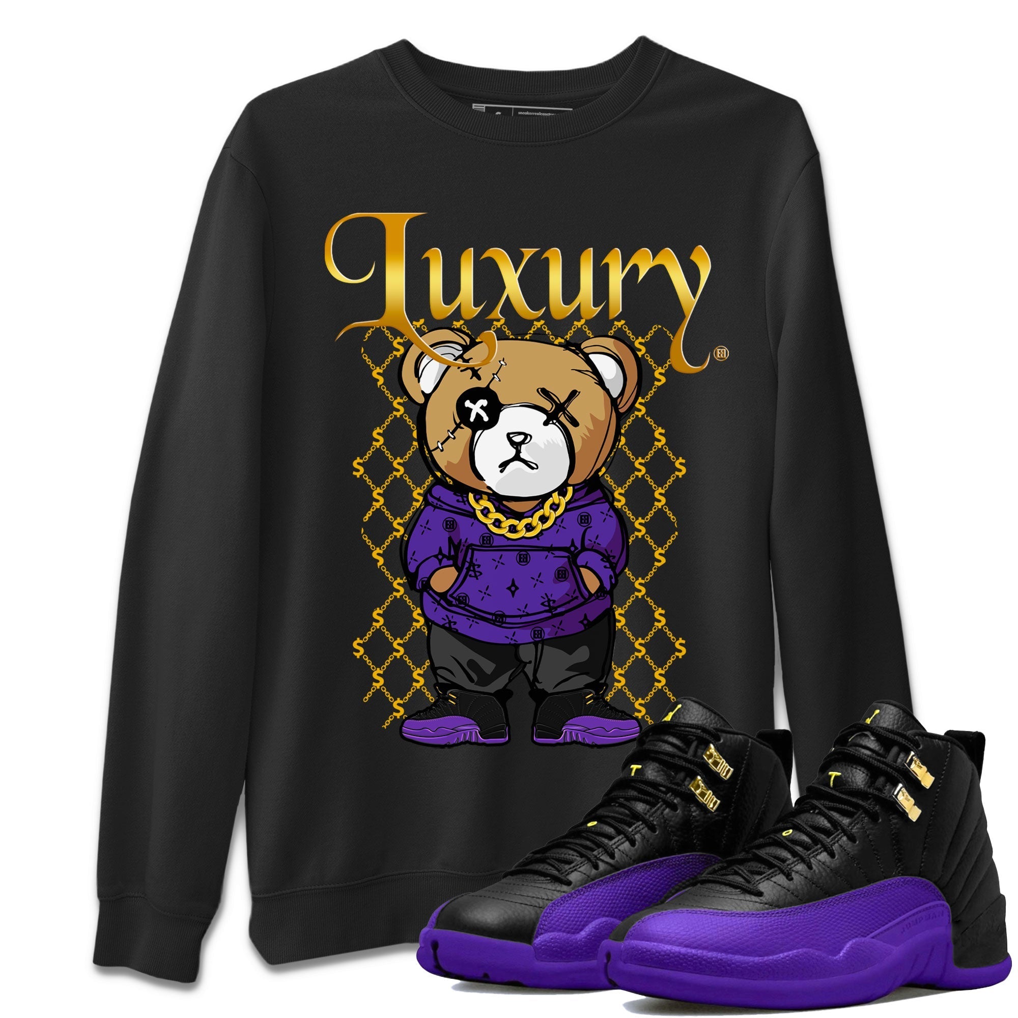Air Jordan 12 Retro Field Purple shirt to match jordans Luxury Bear Streetwear Sneaker Shirt Air Jordan 12 Retro Field Purple Drip Gear Zone Sneaker Matching Clothing Unisex Black 1 T-Shirt