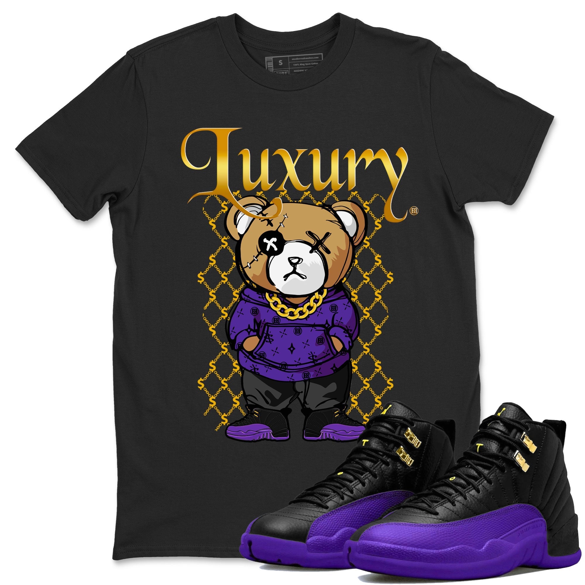 Air Jordan 12 Retro Field Purple shirt to match jordans Luxury Bear Streetwear Sneaker Shirt Air Jordan 12 Retro Field Purple Drip Gear Zone Sneaker Matching Clothing Unisex Black 1 T-Shirt