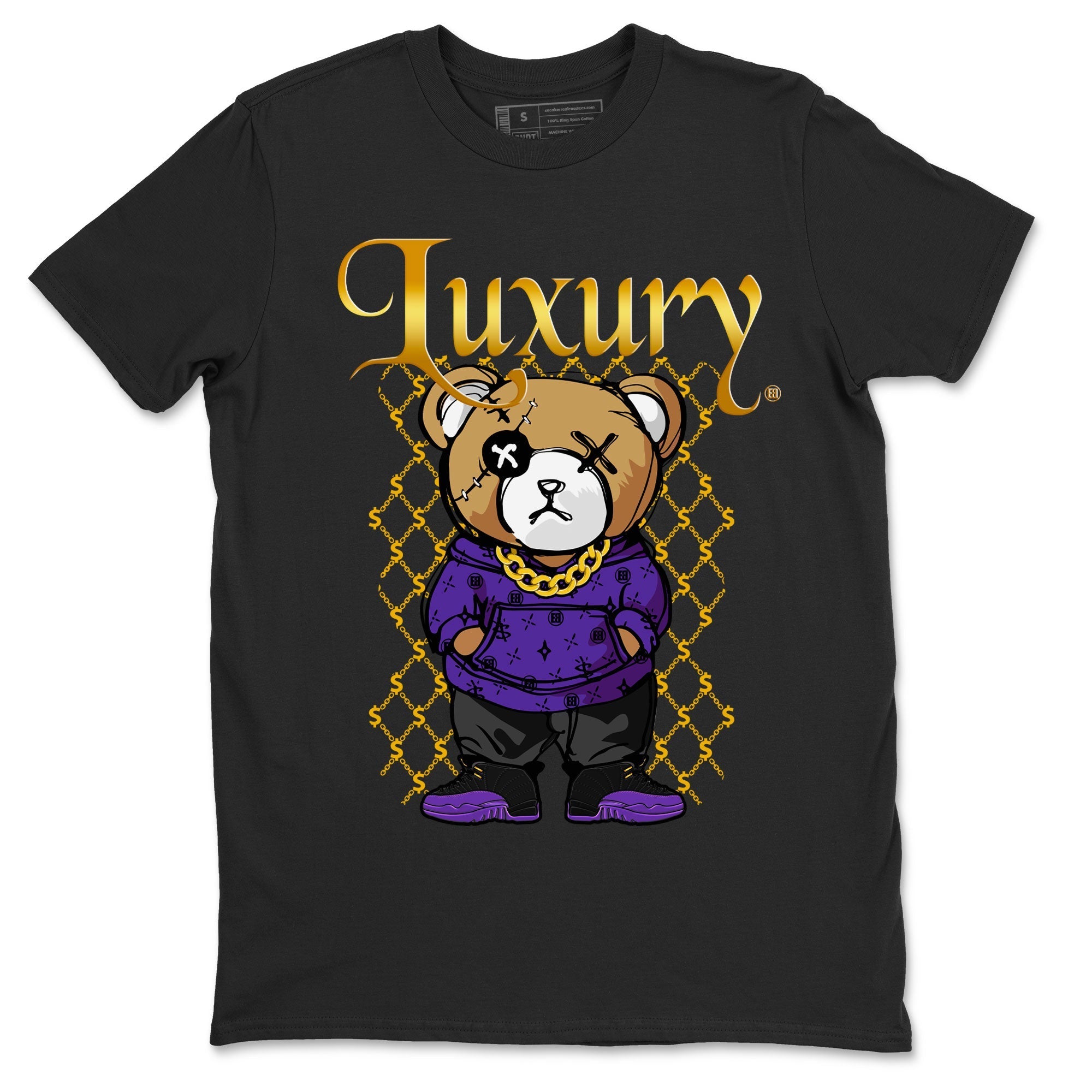 Air Jordan 12 Retro Field Purple shirt to match jordans Luxury Bear Streetwear Sneaker Shirt Air Jordan 12 Retro Field Purple Drip Gear Zone Sneaker Matching Clothing Unisex Black 2 T-Shirt