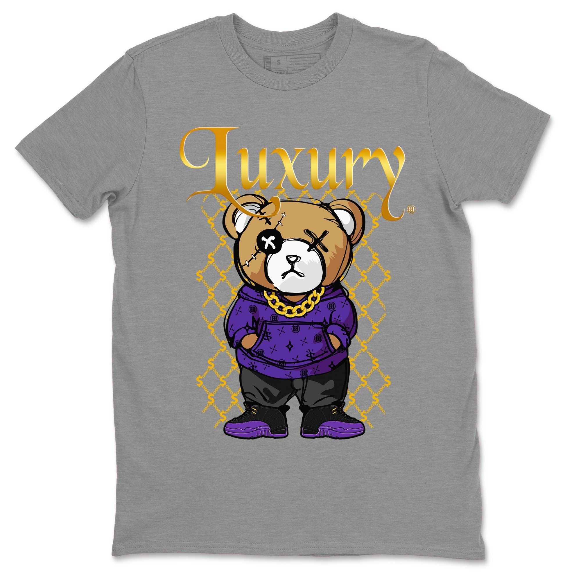 Air Jordan 12 Retro Field Purple shirt to match jordans Luxury Bear Streetwear Sneaker Shirt Air Jordan 12 Retro Field Purple Drip Gear Zone Sneaker Matching Clothing Unisex Heather Grey 2 T-Shirt