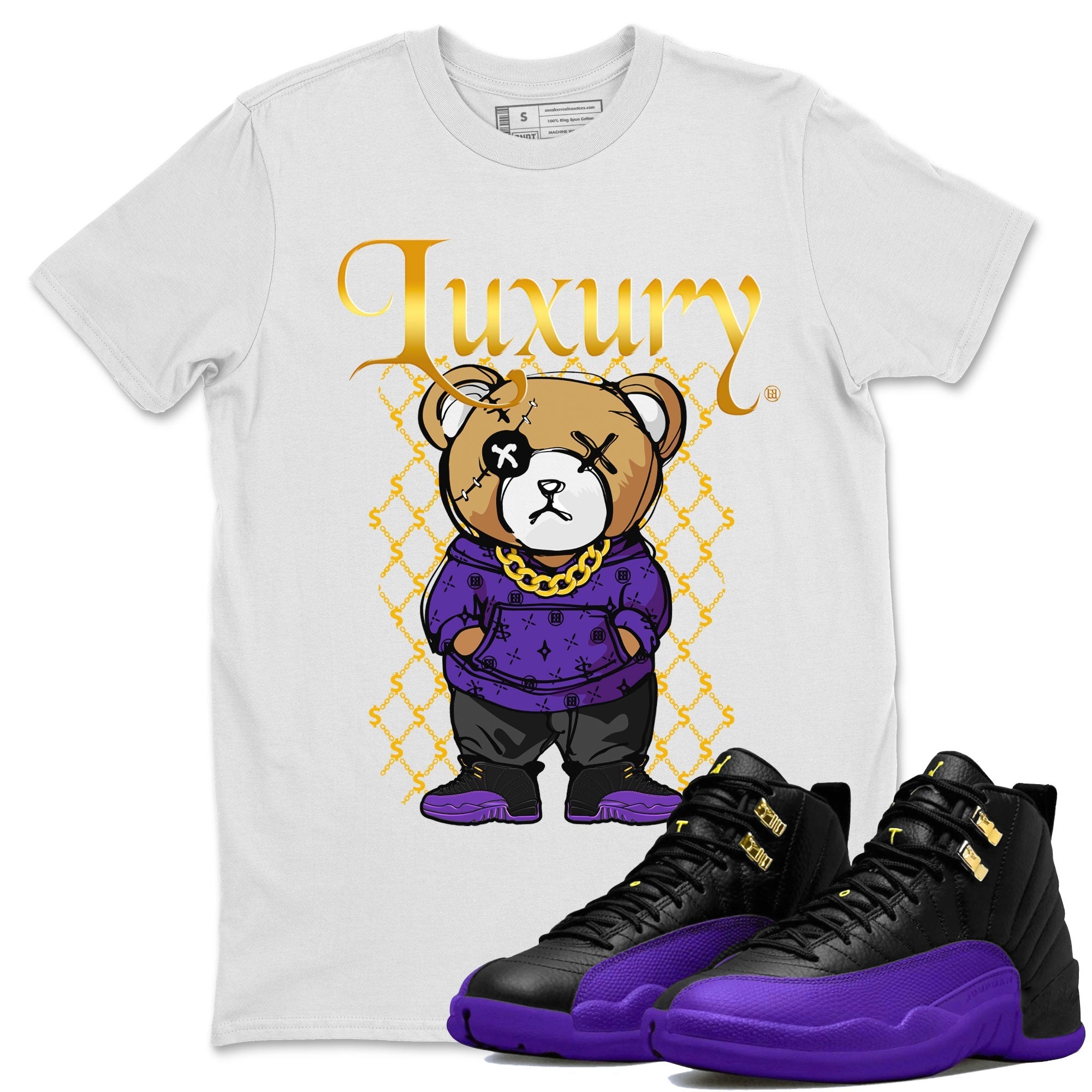 Air Jordan 12 Retro Field Purple shirt to match jordans Luxury Bear Streetwear Sneaker Shirt Air Jordan 12 Retro Field Purple Drip Gear Zone Sneaker Matching Clothing Unisex White 1 T-Shirt
