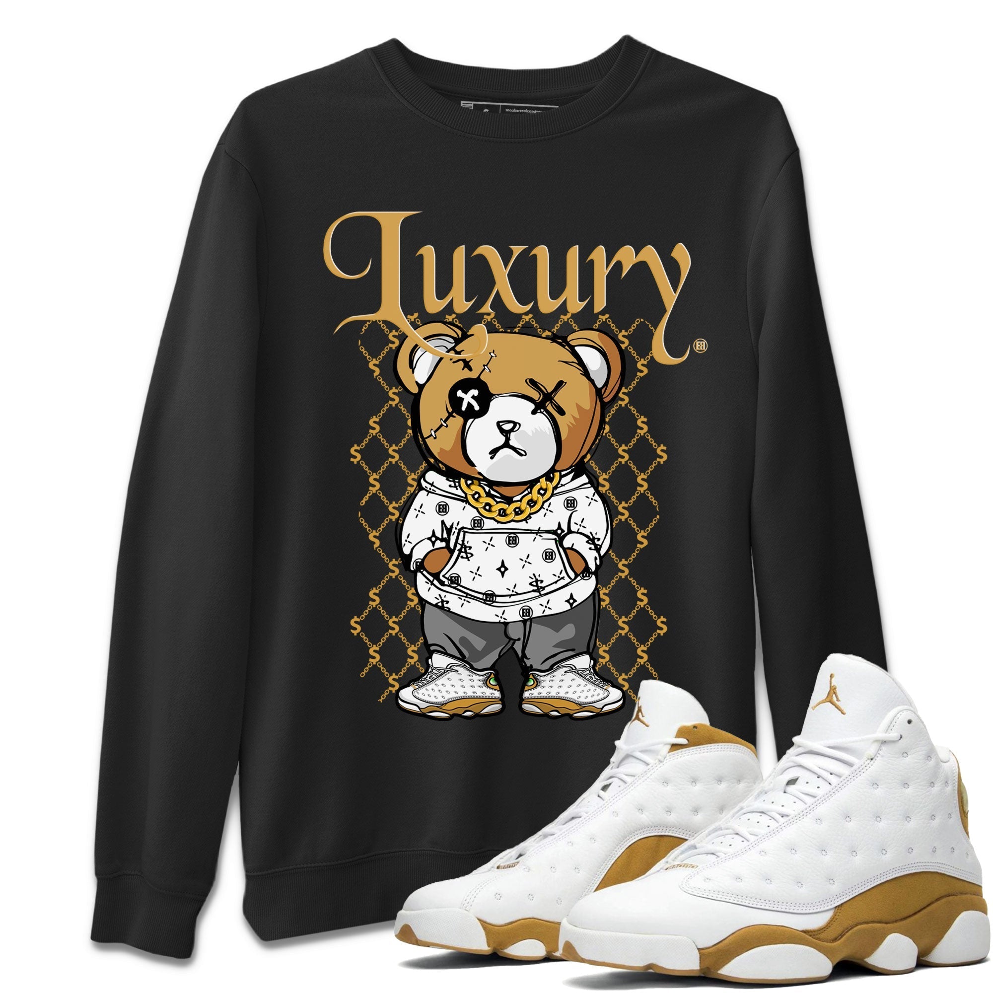 Air Jordan 13 Wheat shirt to match jordans Luxury Bear Streetwear Sneaker Shirt AJ13 Wheat Drip Gear Zone Sneaker Matching Clothing Unisex Black 1 T-Shirt