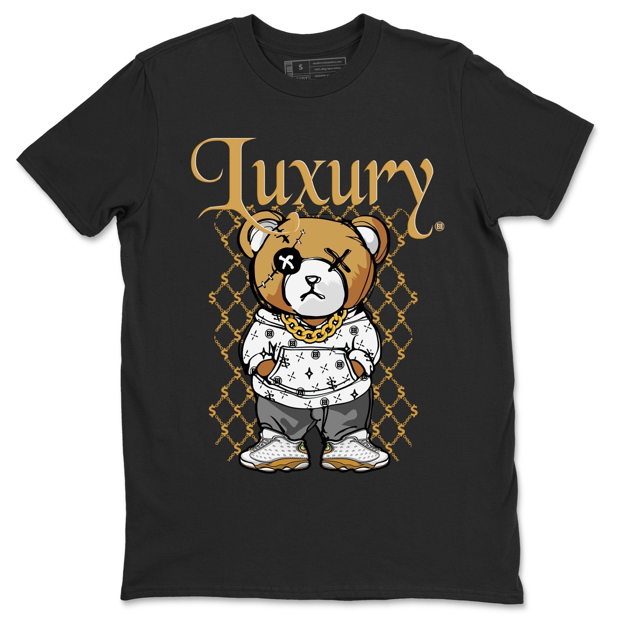 Air Jordan 13 Wheat shirt to match jordans Luxury Bear Streetwear Sneaker Shirt AJ13 Wheat Drip Gear Zone Sneaker Matching Clothing Unisex Black 2 T-Shirt