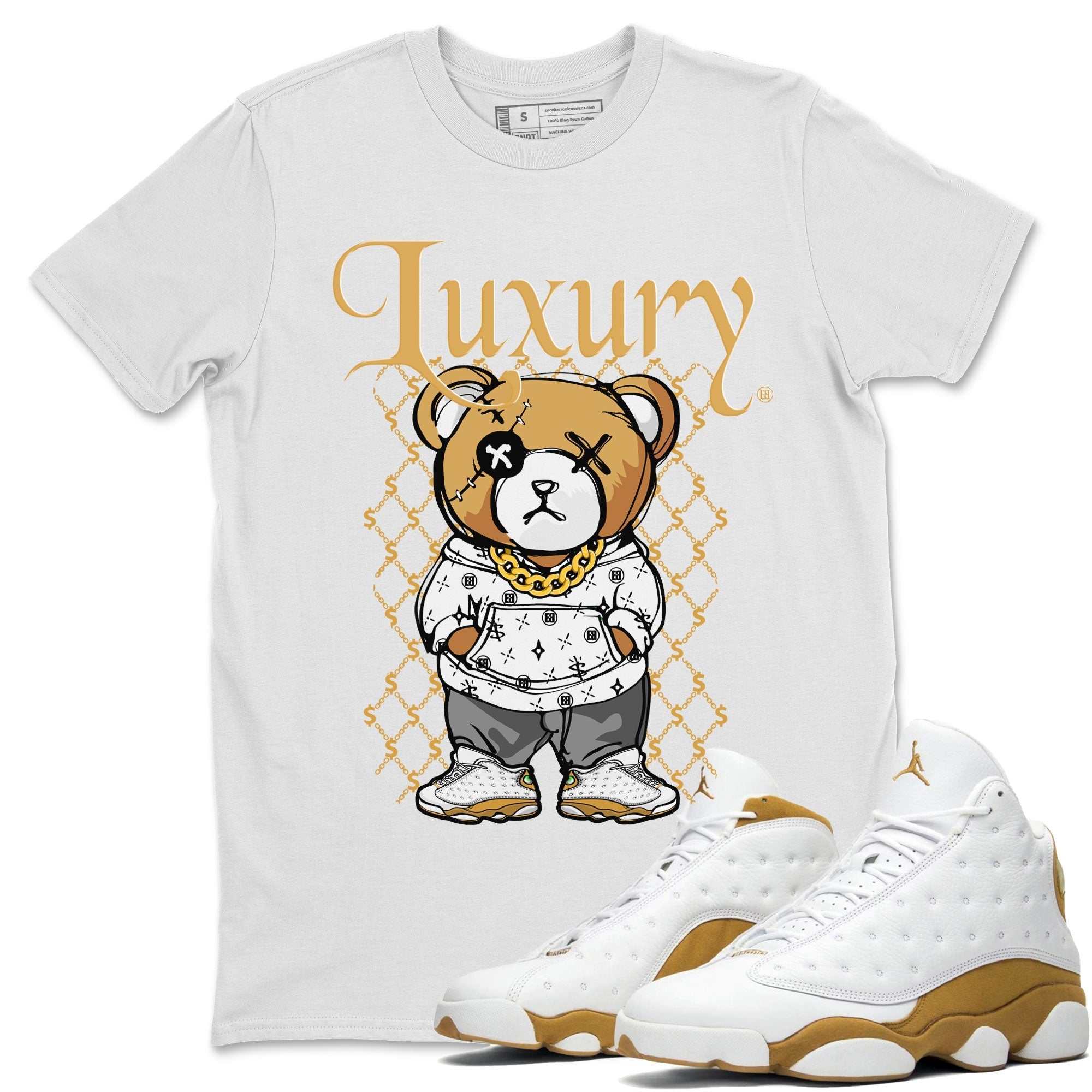 Air Jordan 13 Wheat shirt to match jordans Luxury Bear Streetwear Sneaker Shirt AJ13 Wheat Drip Gear Zone Sneaker Matching Clothing Unisex White 1 T-Shirt